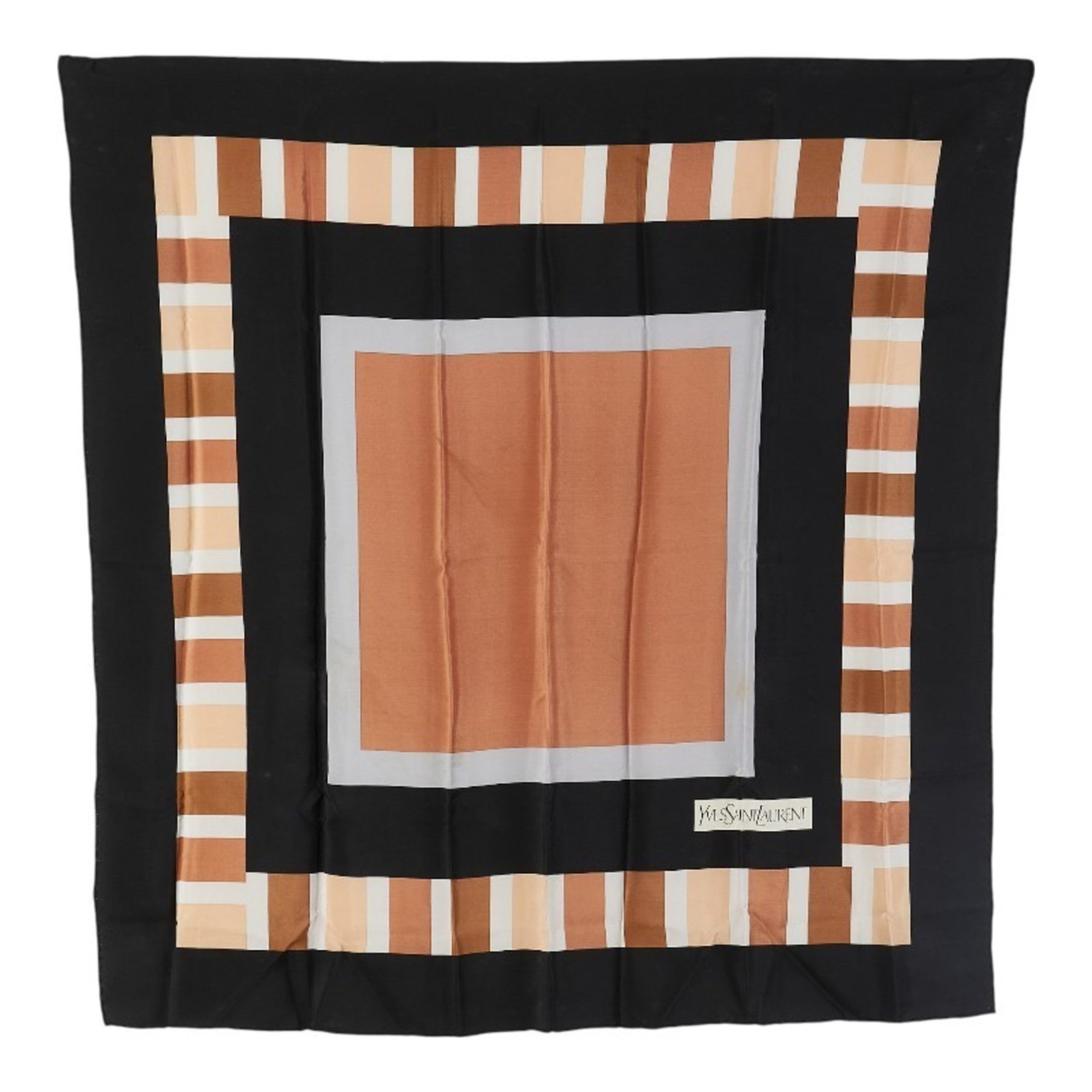 Saint Laurent Scarf Muffler Black Brown Gray Silk SAINT LAURENT