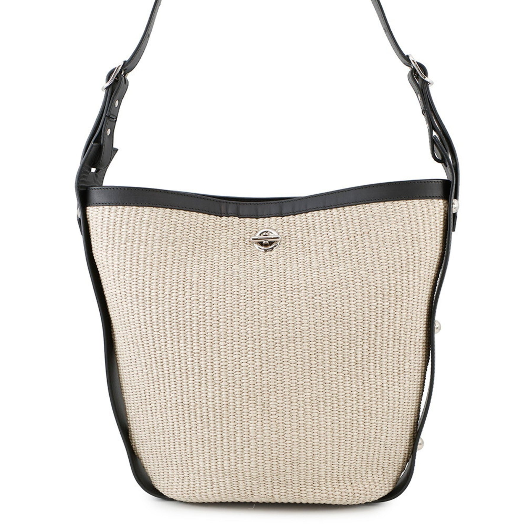 Balenciaga shoulder bag, raffia and leather, black