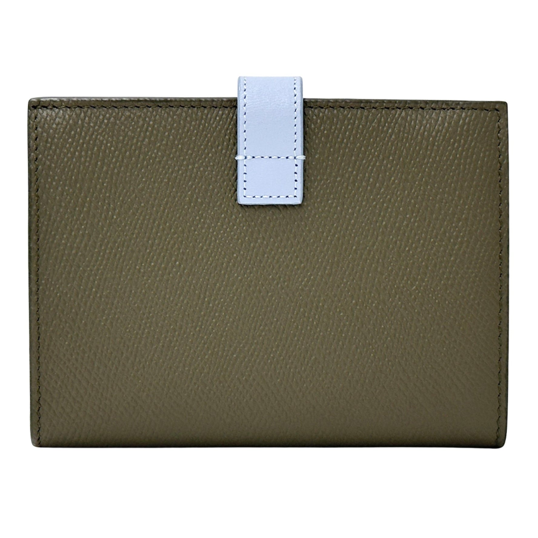 Celine wallet brand bifold leather medium strap khaki light blue compact