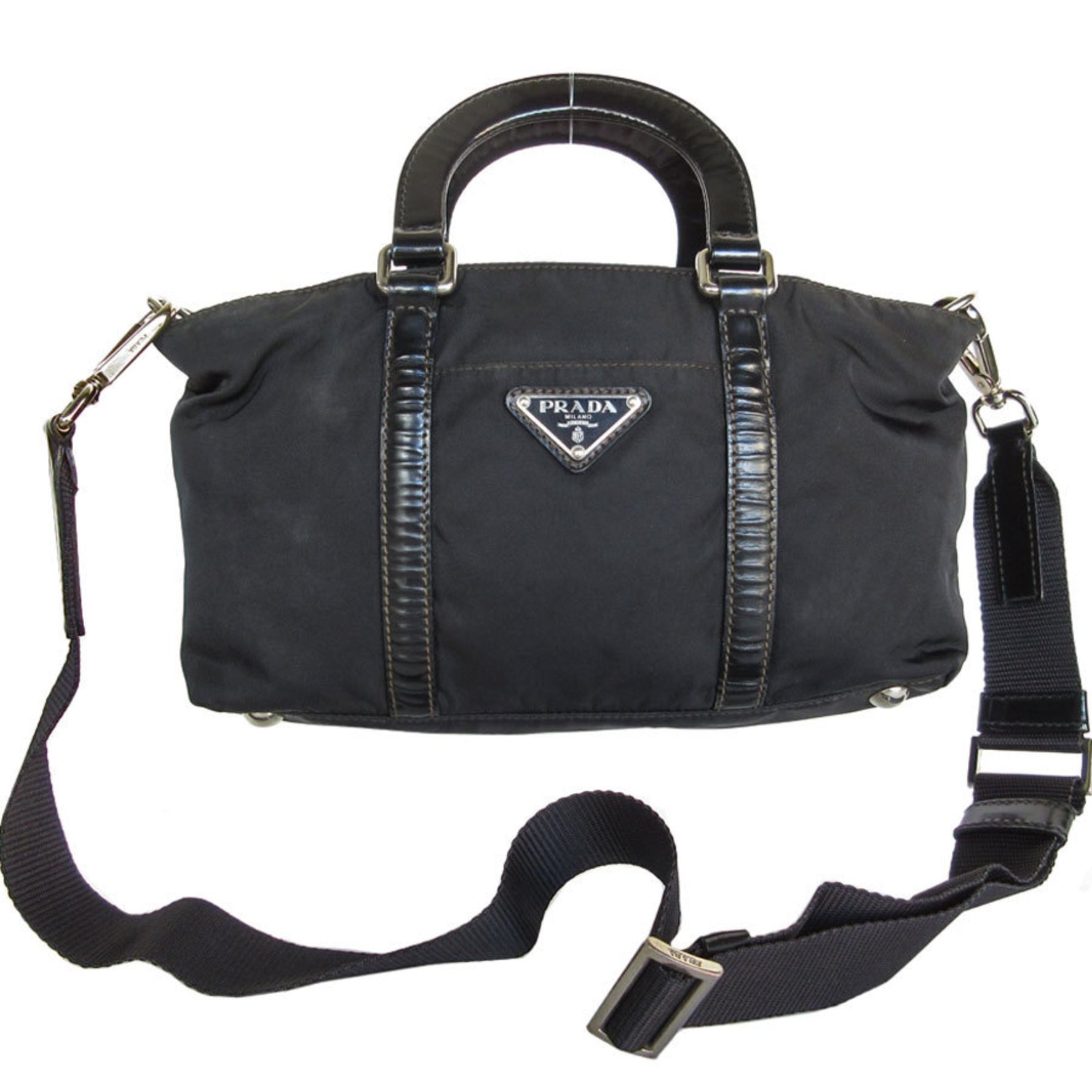PRADA handbag shoulder bag nylon silver ladies