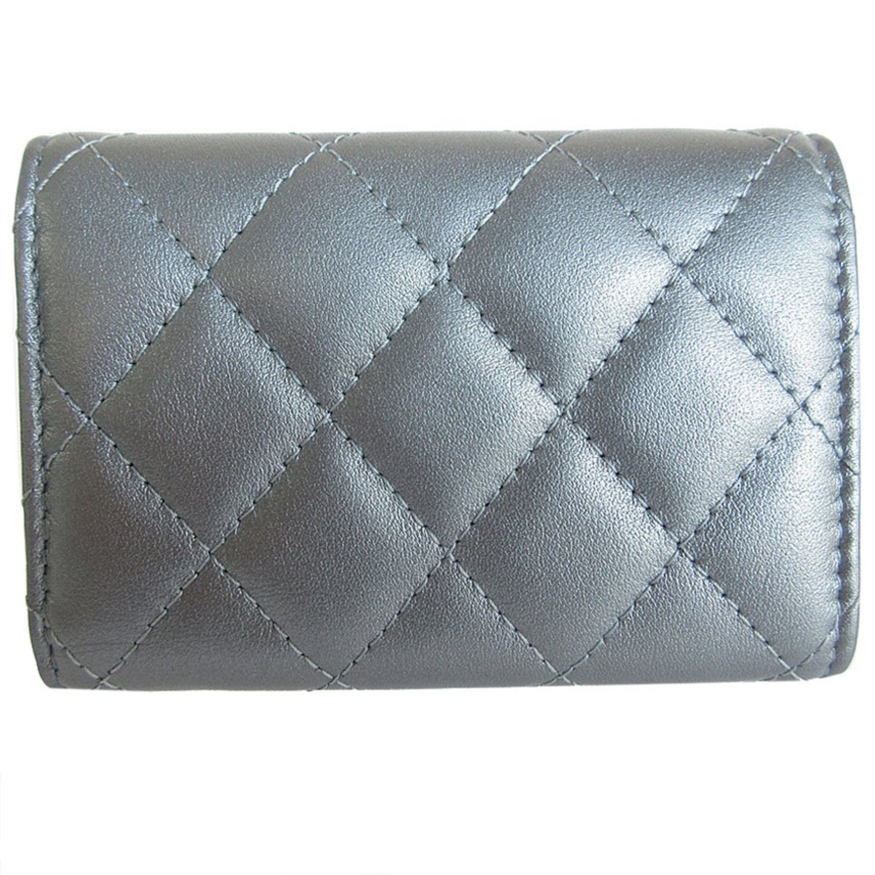 CHANEL Tri-fold Wallet Compact Matelasse Leather