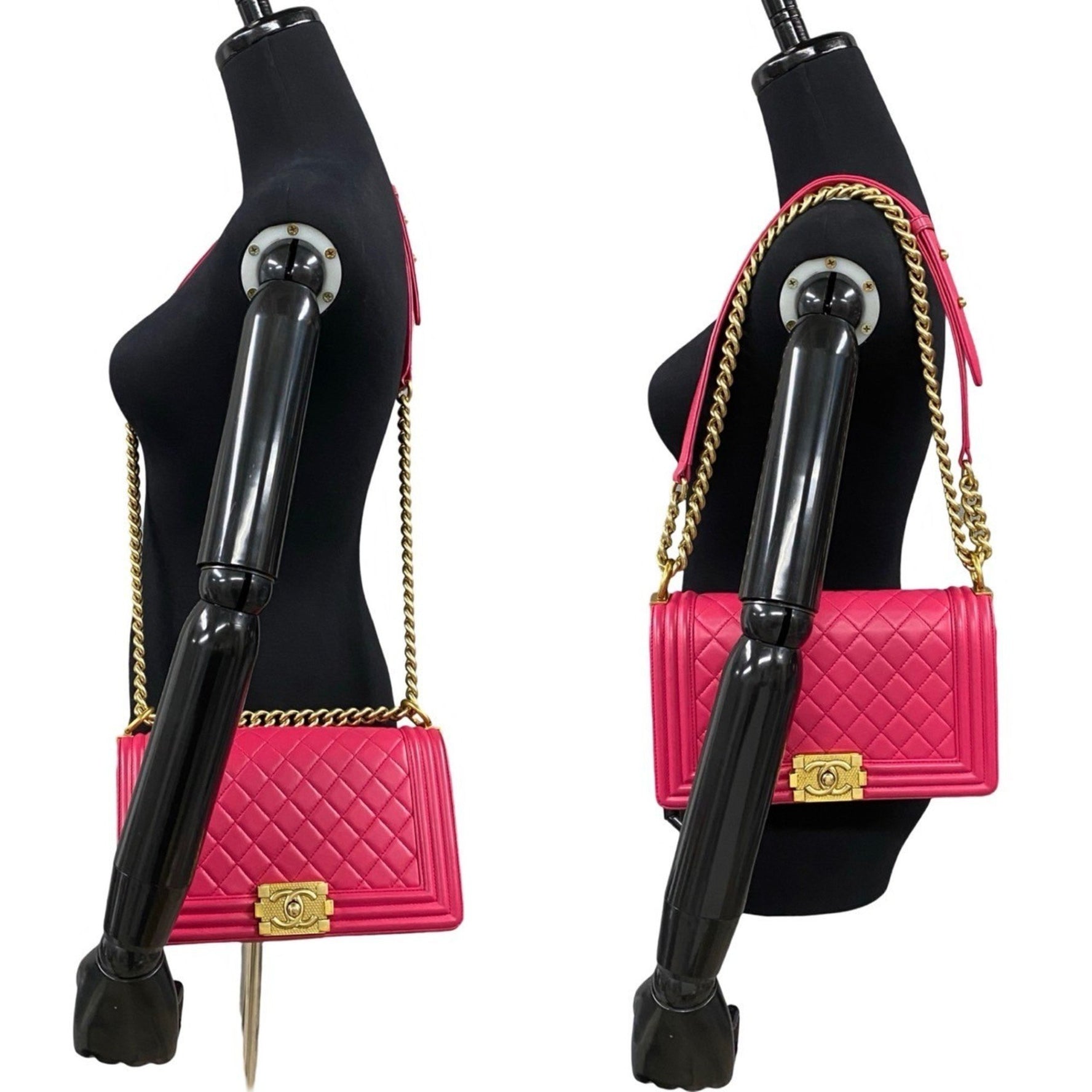 CHANEL Boy Lambskin Chain Shoulder Bag Pochette