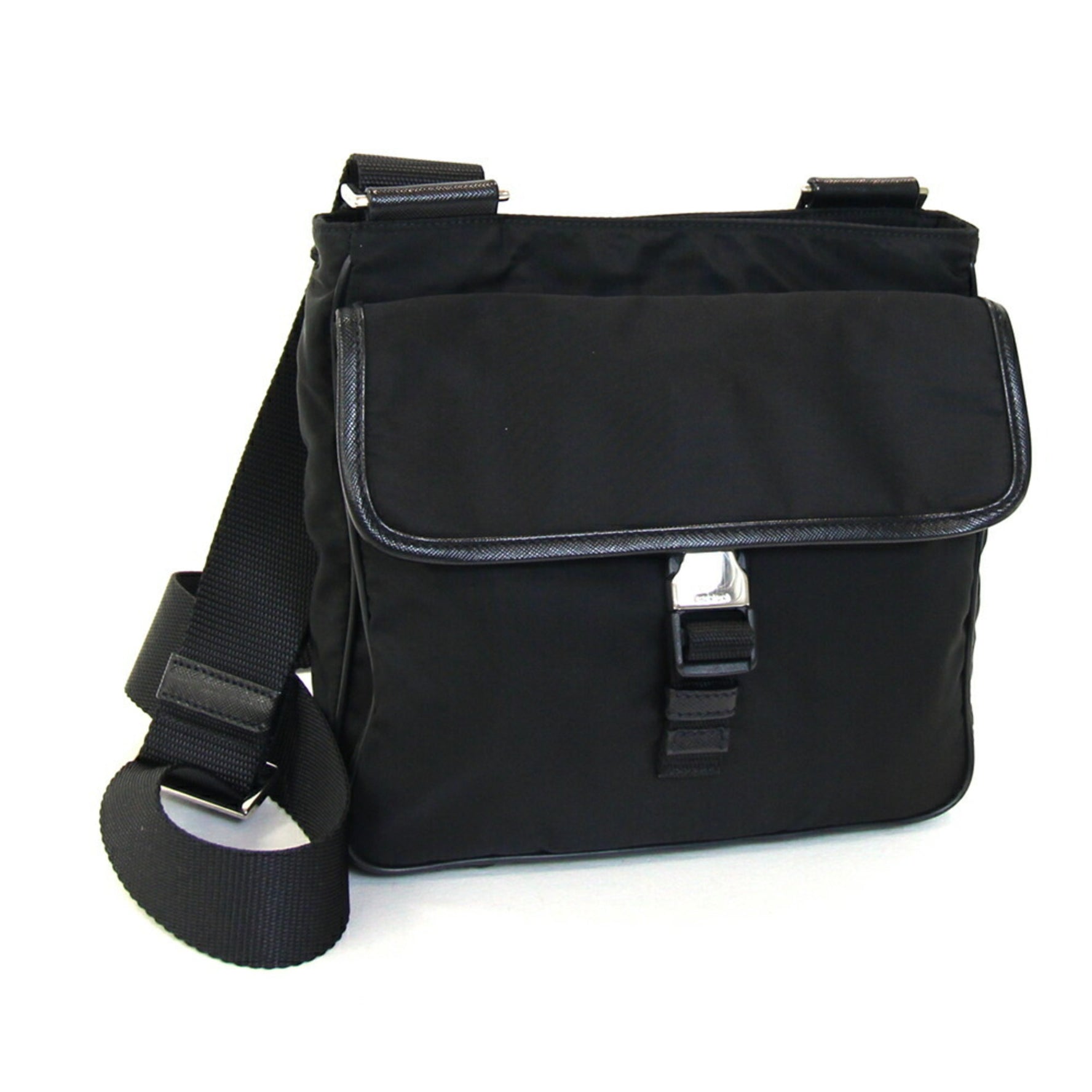 Prada Shoulder Bag Black Nylon Leather Crossbody