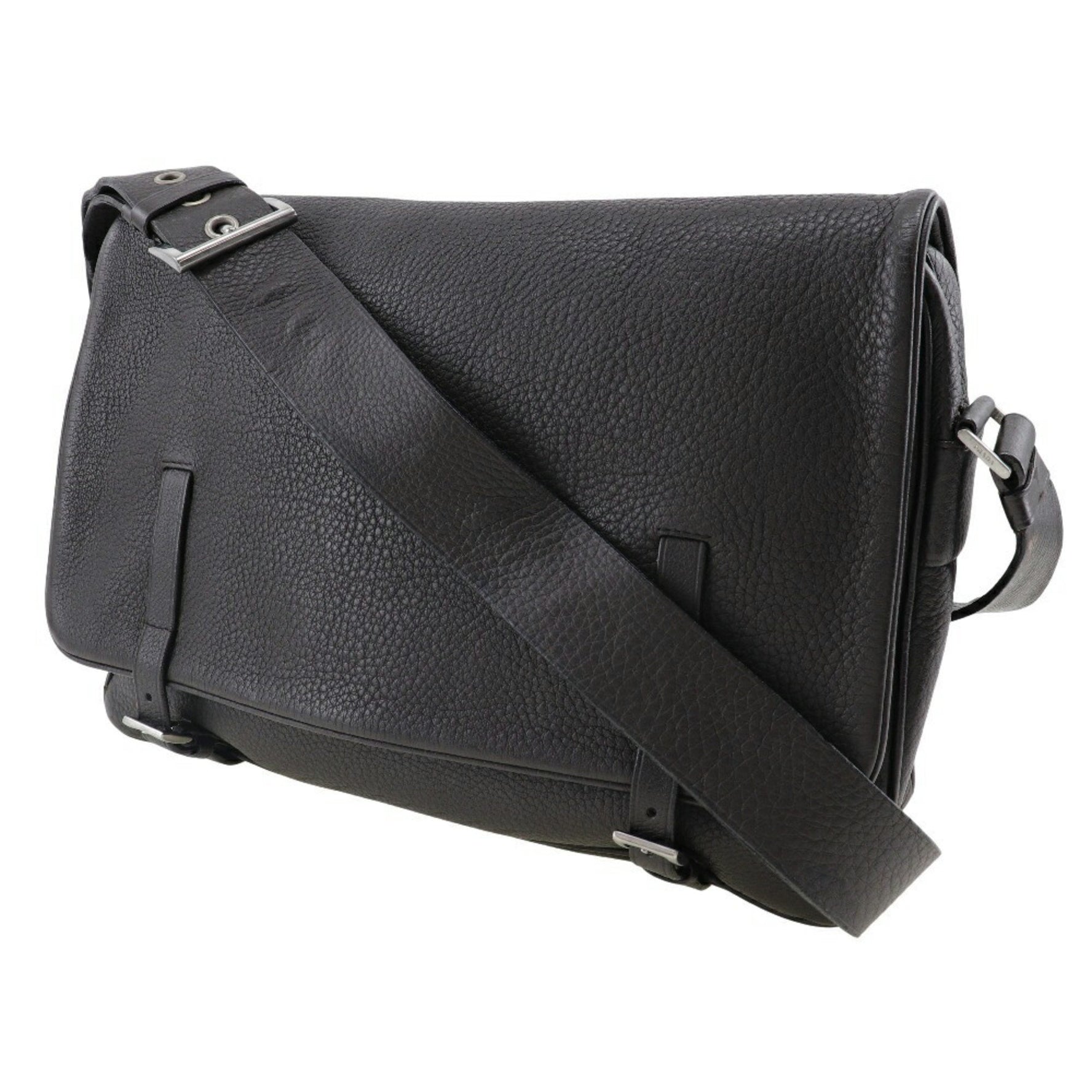 PRADA bag shoulder calf brown belt clasp Messenger men's