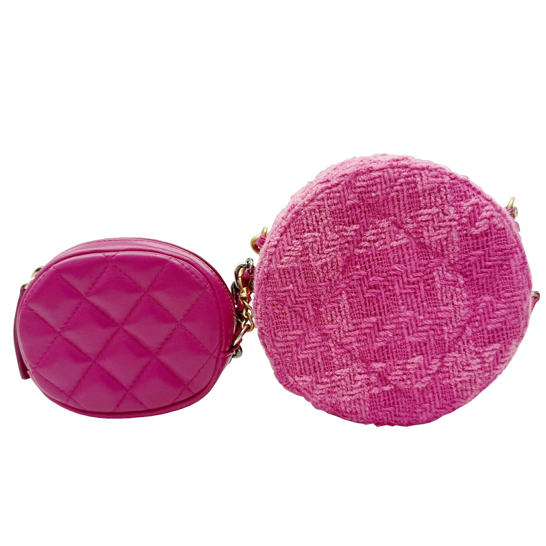 CHANEL 19 Tweed Round Shoulder Bag Coin Knit Lambskin 29