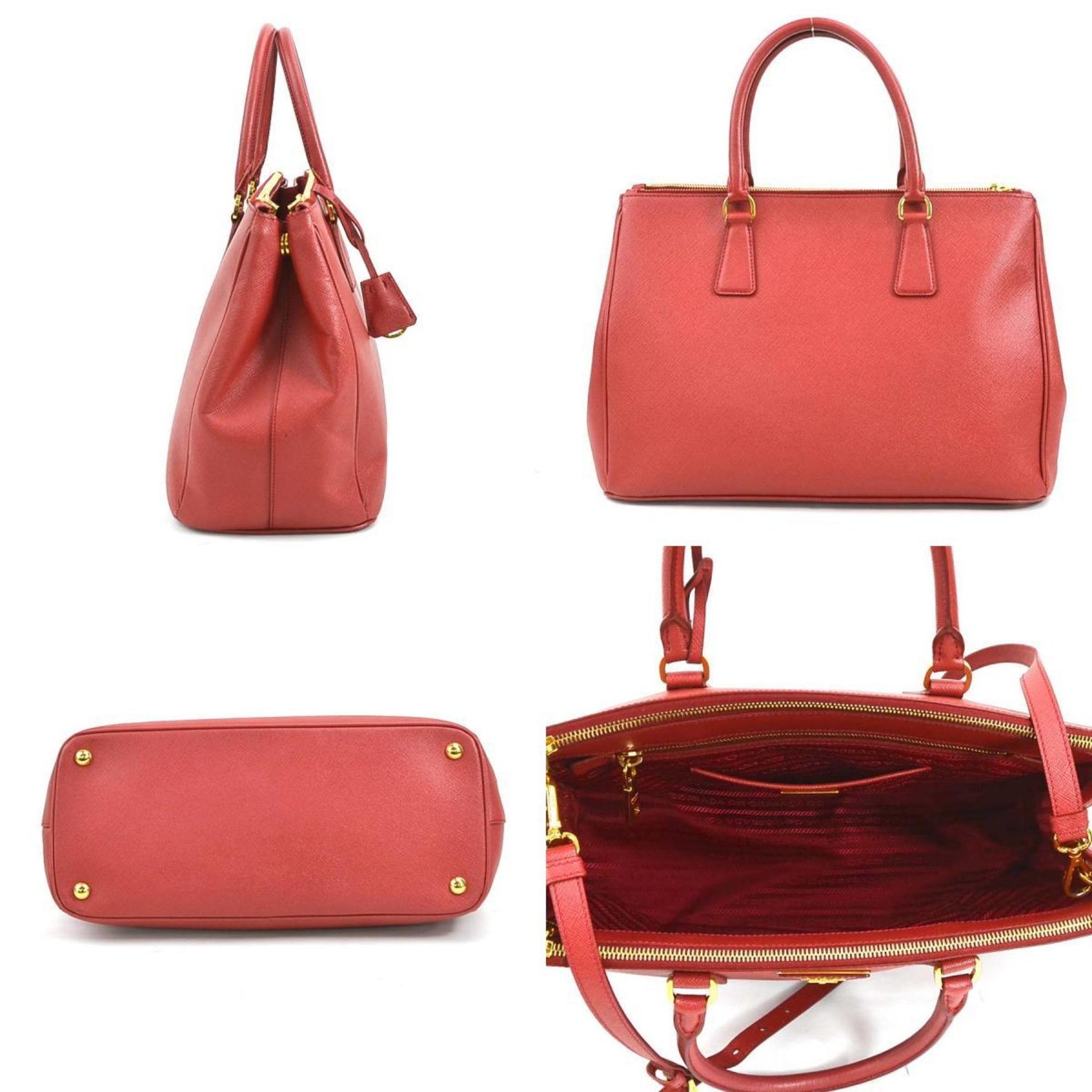 PRADA handbag shoulder bag leather red ladies
