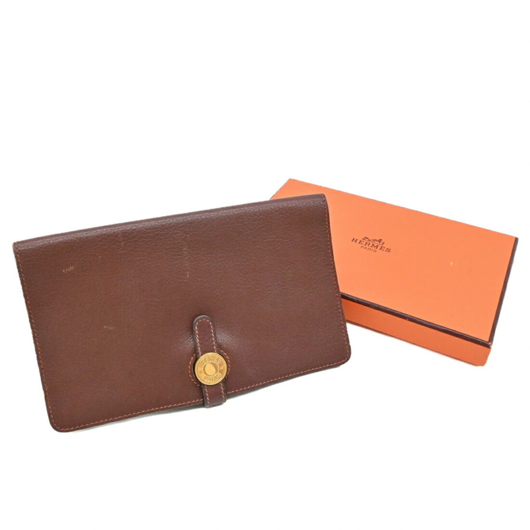 HERMES Dogon Duo MM Bi-fold long wallet Swift leather A stamp