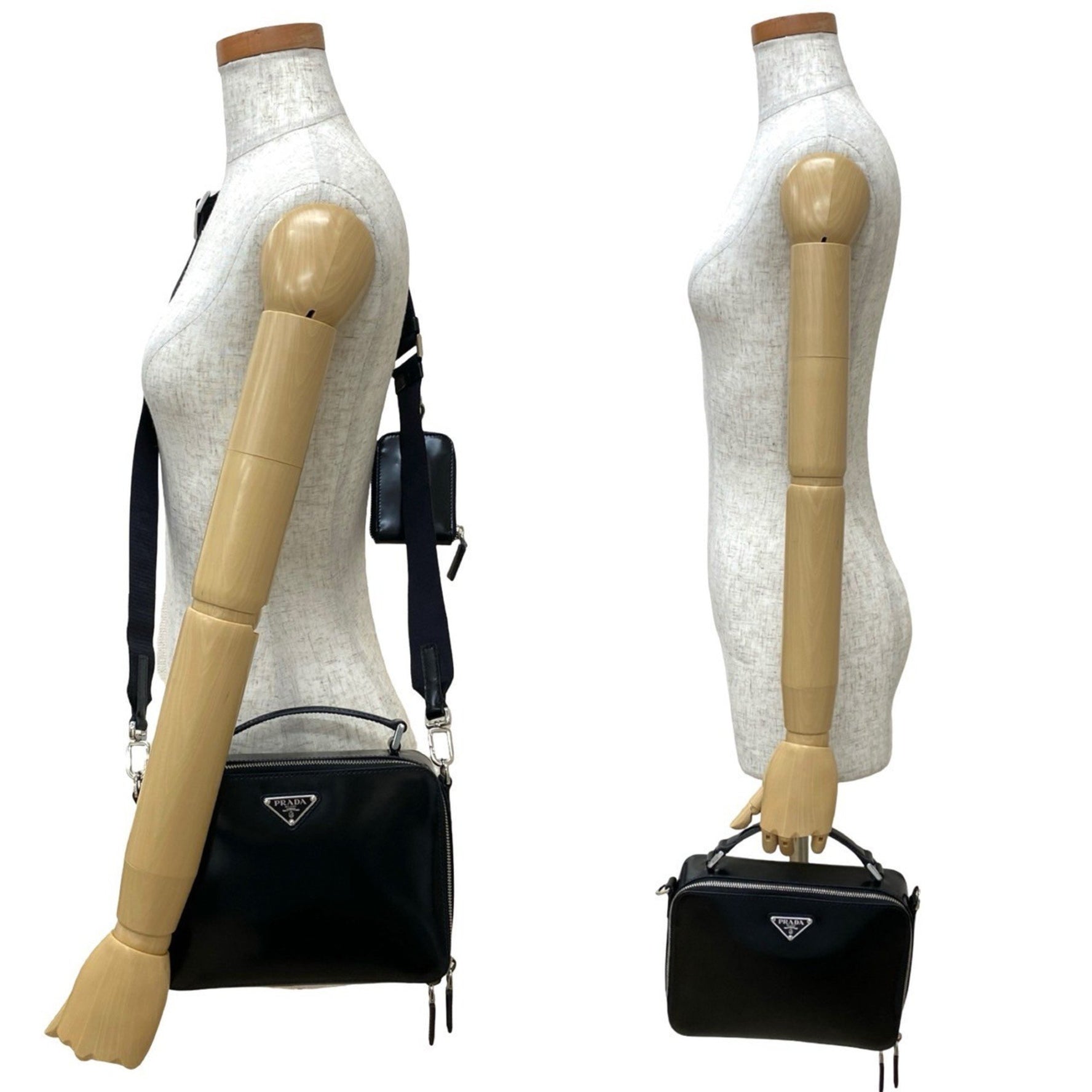 Unused, stored PRADA triangle logo hardware patent leather handbag/shoulder bag in