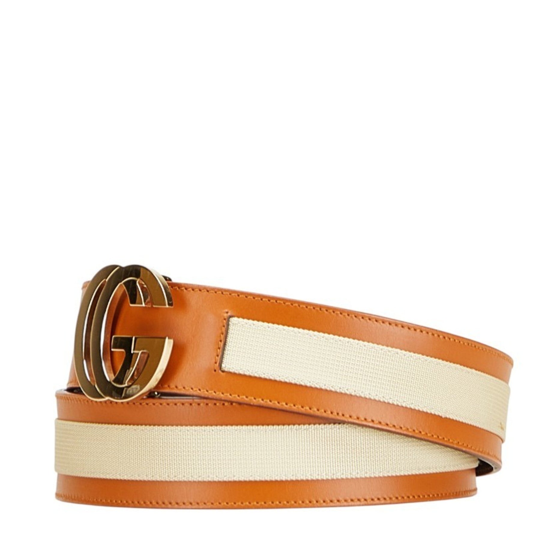 Gucci Interlocking G Belt in Brown and Beige Leather Canvas