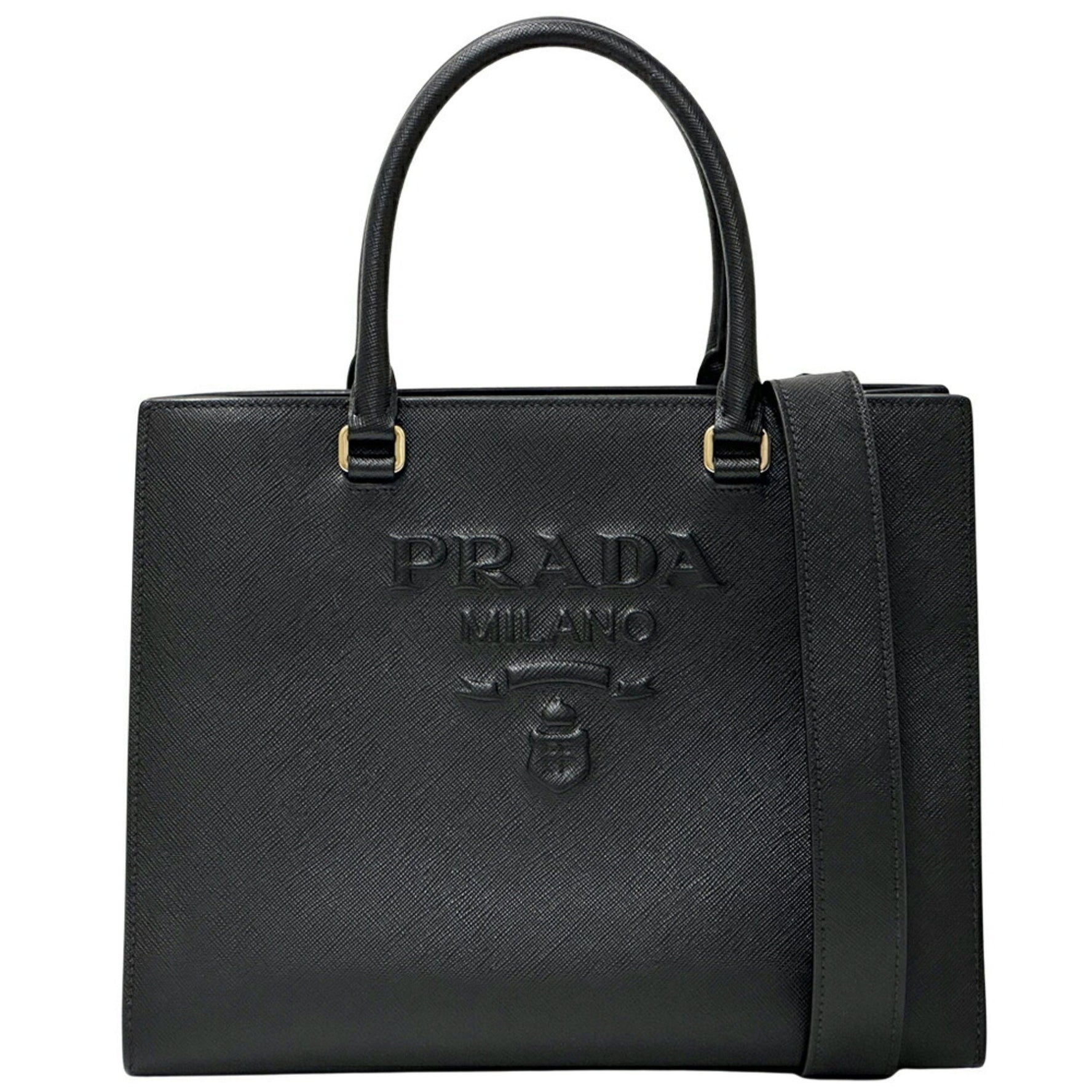 PRADA Handbag Shoulder Bag Saffiano Leather Triangle