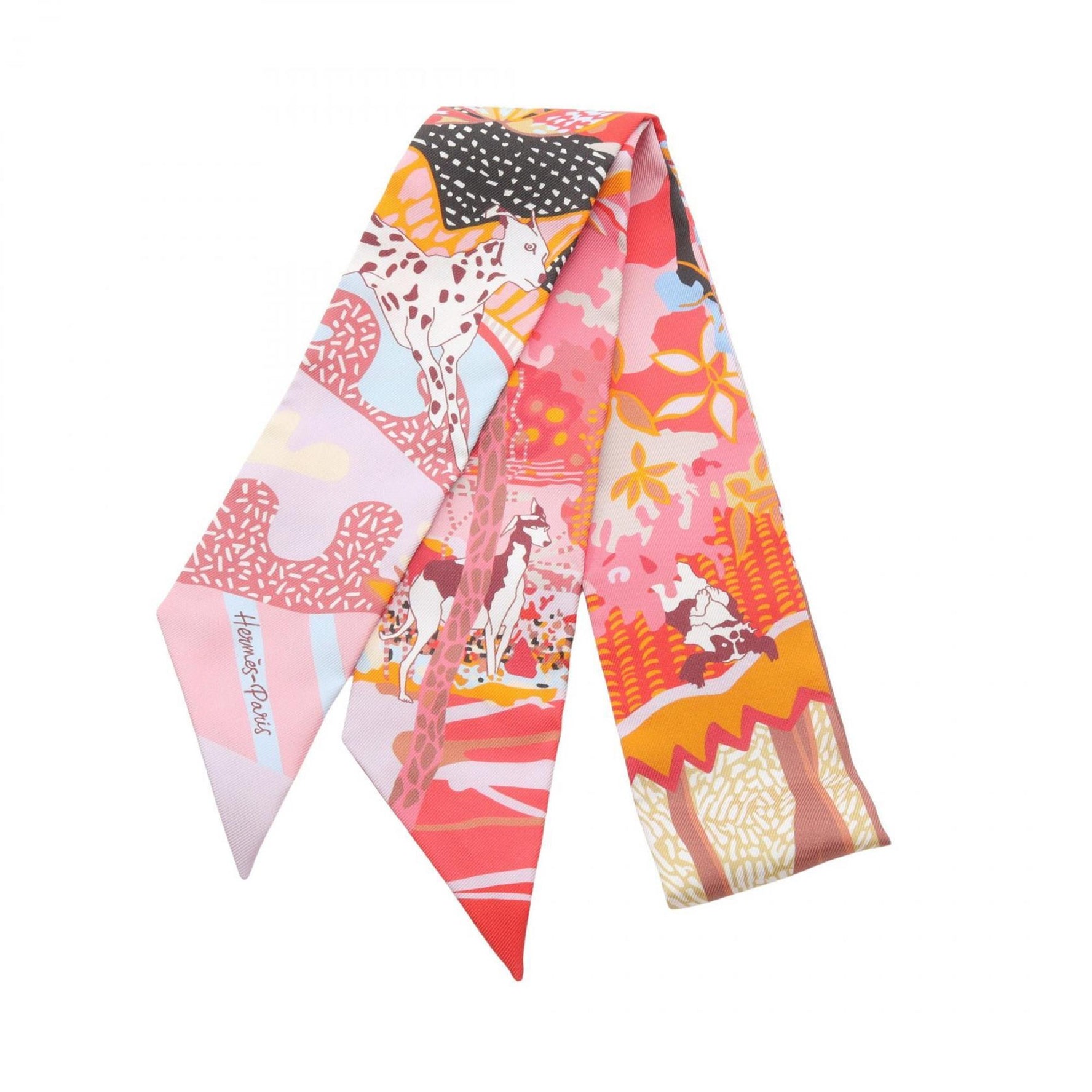 Hermes Hermès En Liberte! Twilly Silk Scarf in Multicolored Pink
