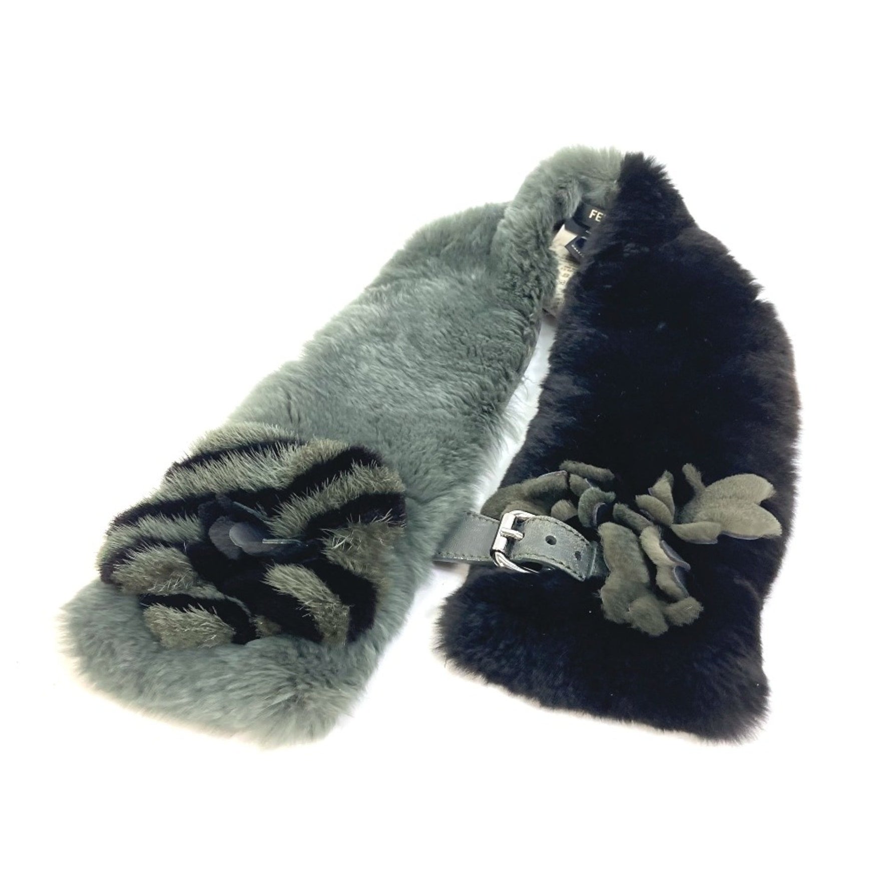 Fendi fur Floral Scarf Black