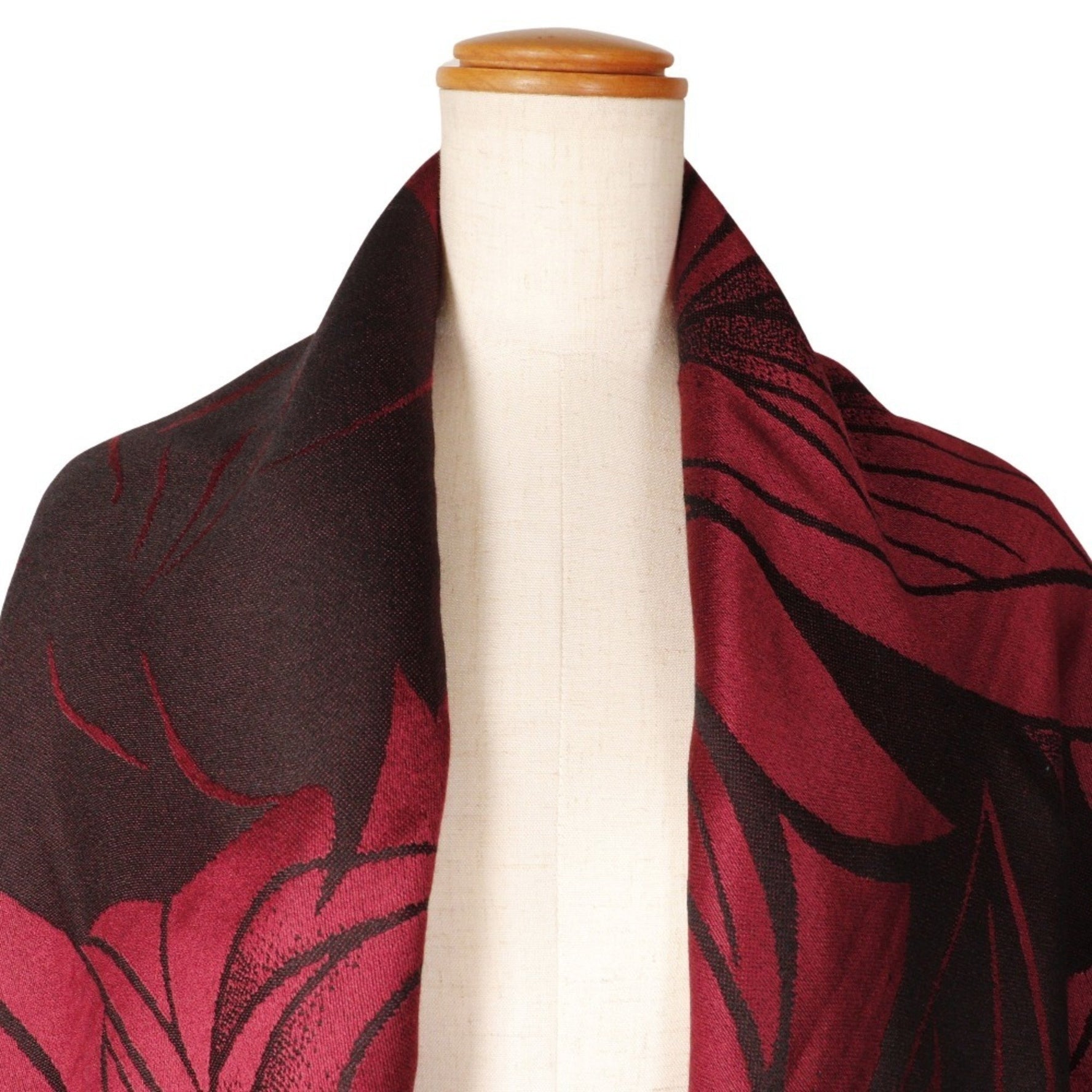 BALENCIAGA Stole Silk x Wool Bordeaux Stall