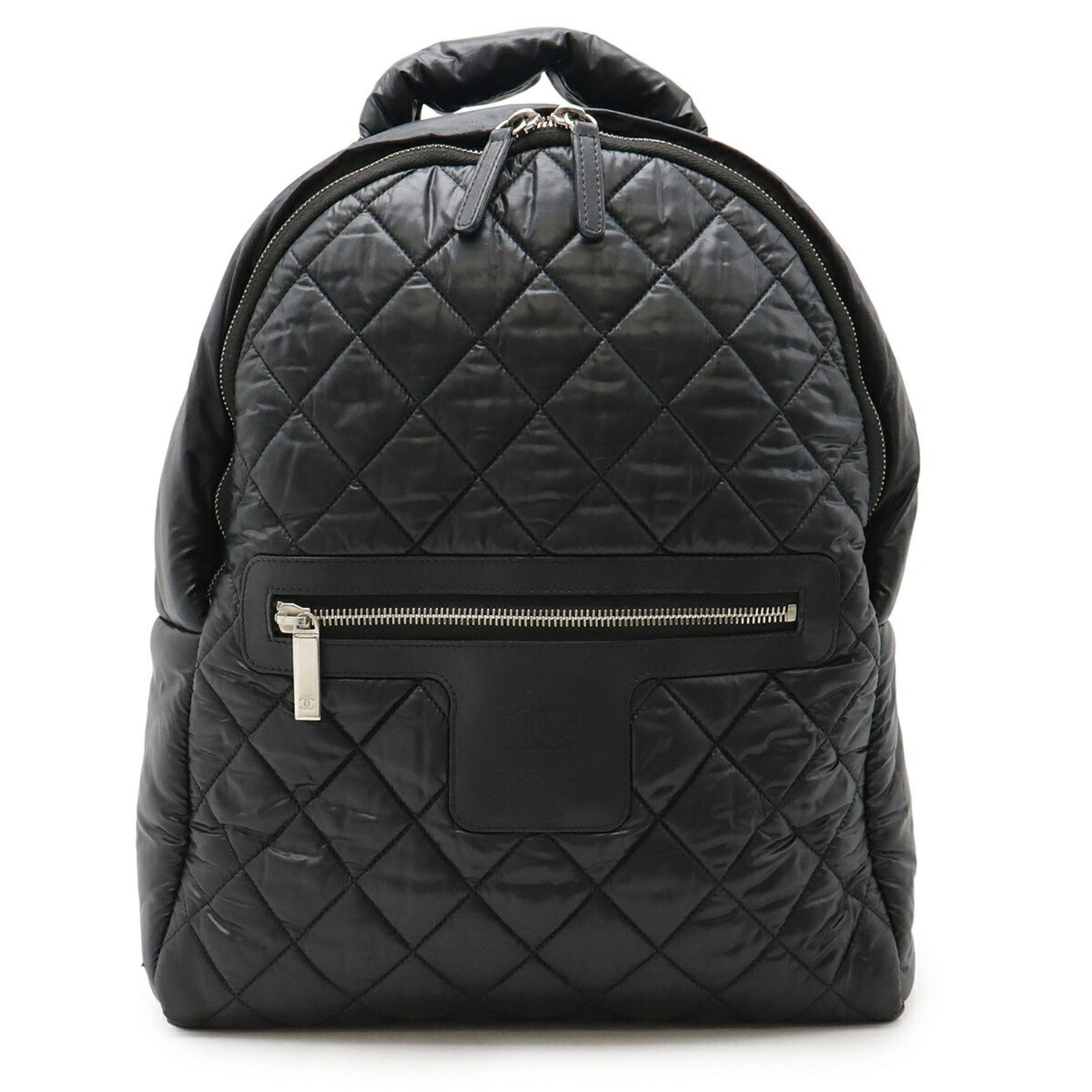 CHANEL Coco Cocoon Backpack Rucksack Daypack Quilted Nylon Leather Black Bordeaux