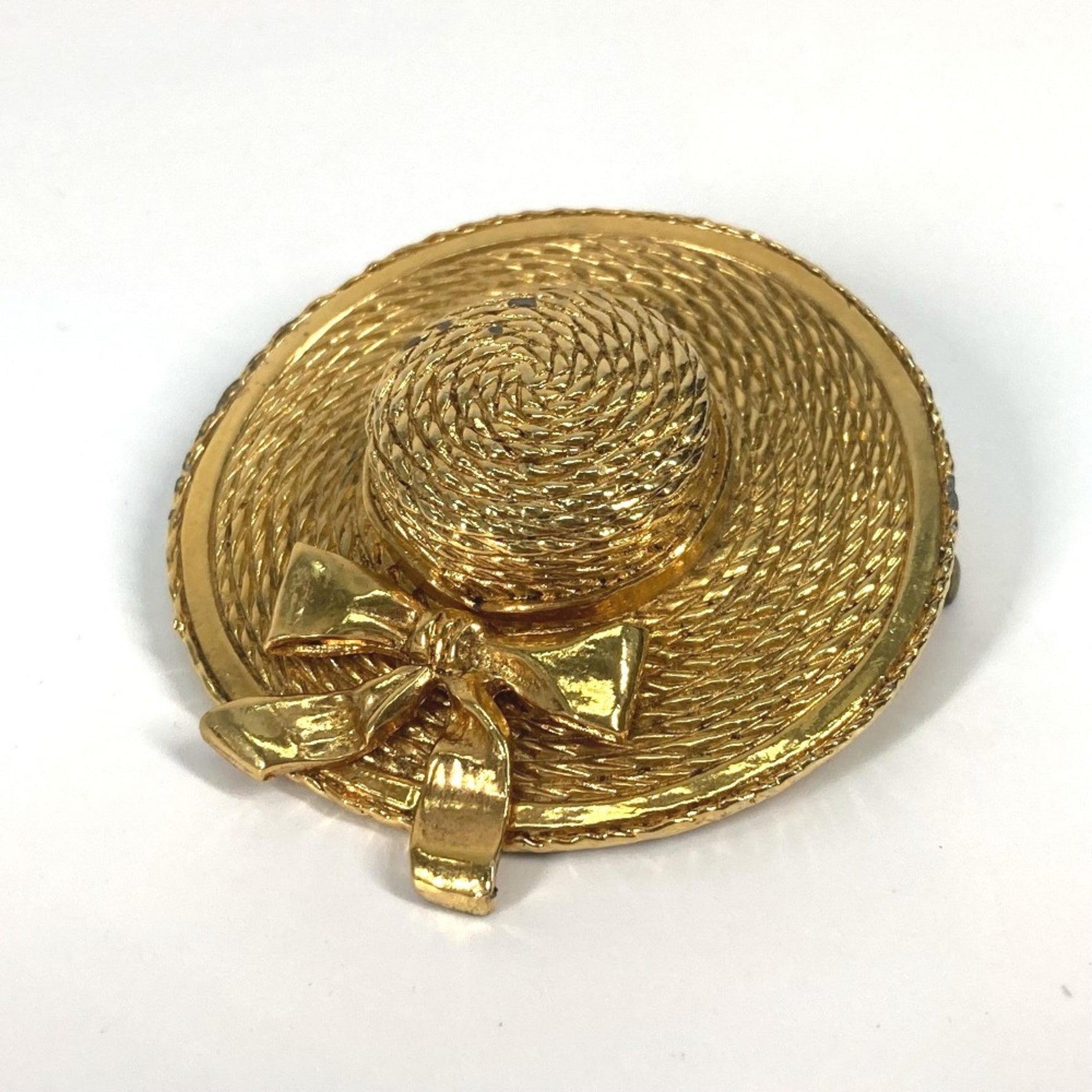 CHANEL Vintage Straw Hat, Hat Accessory, Brooch, Metal