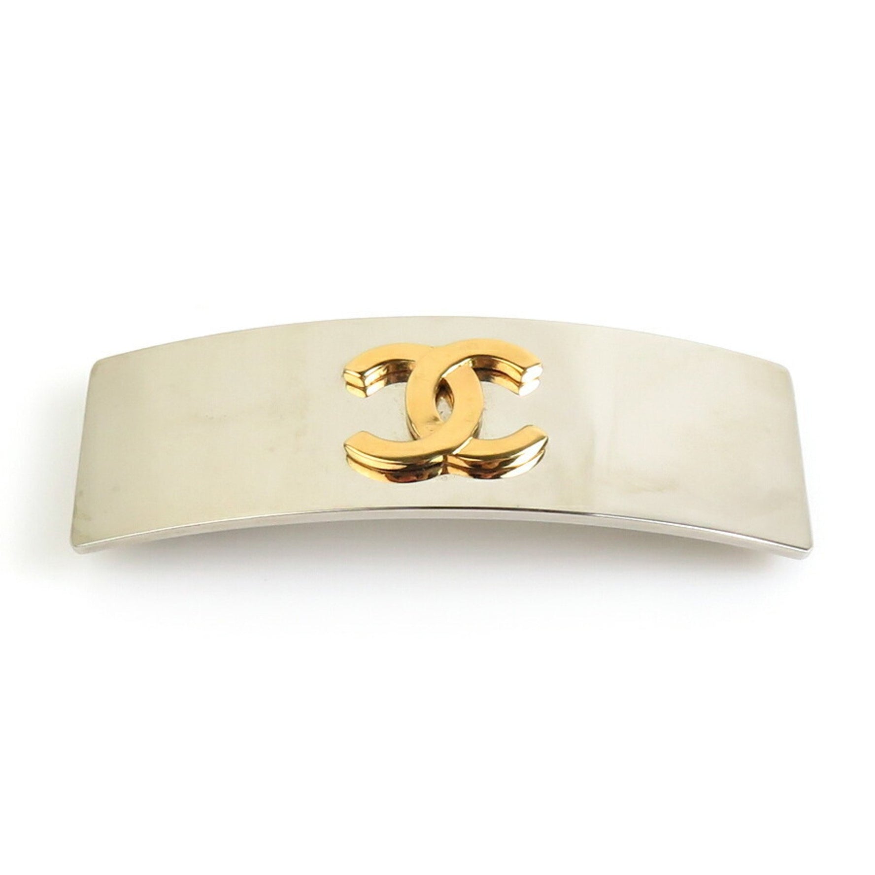 CHANEL Barrette Coco Mark Metal Silver Gold