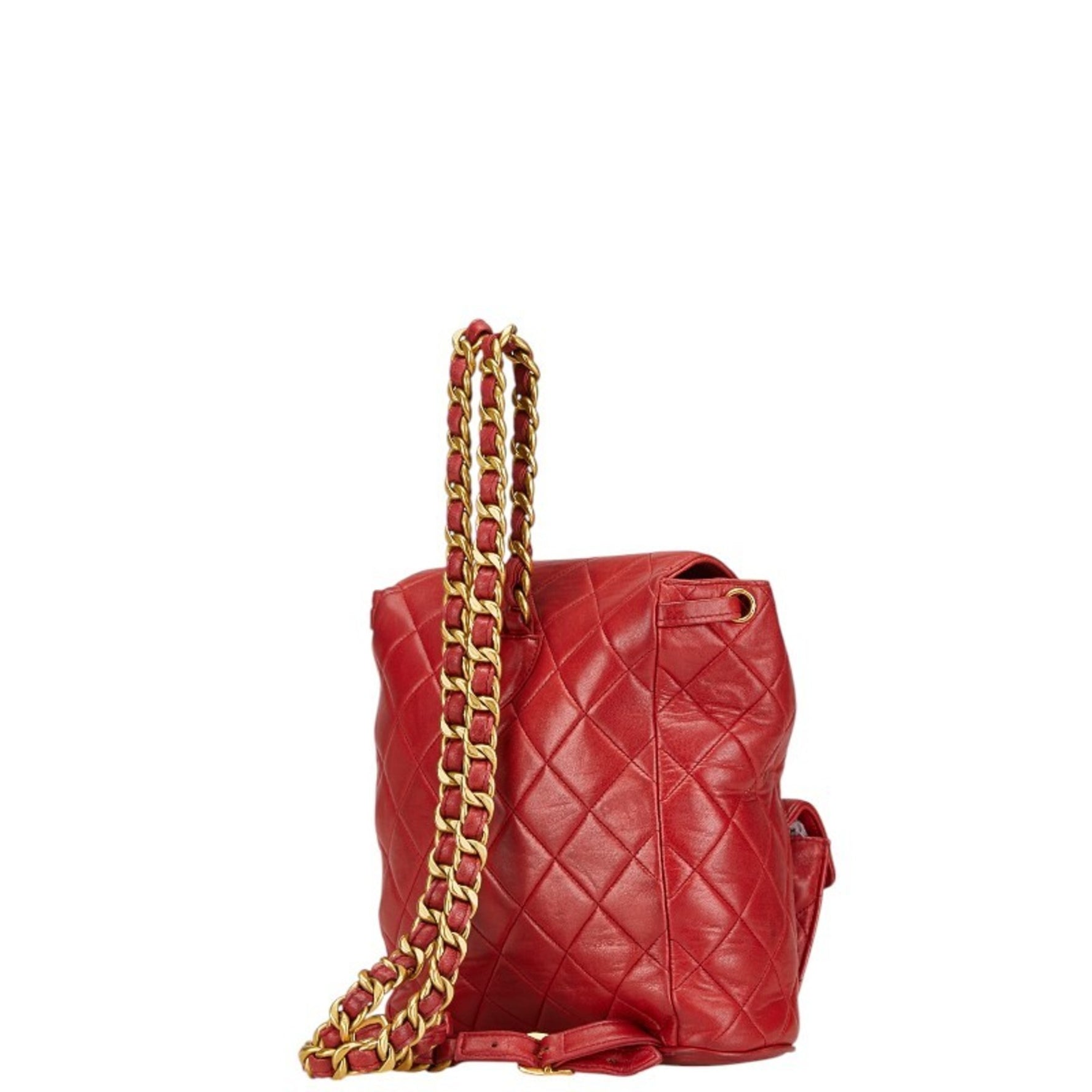 Chanel Matelasse Coco Mark Backpack Red Lambskin