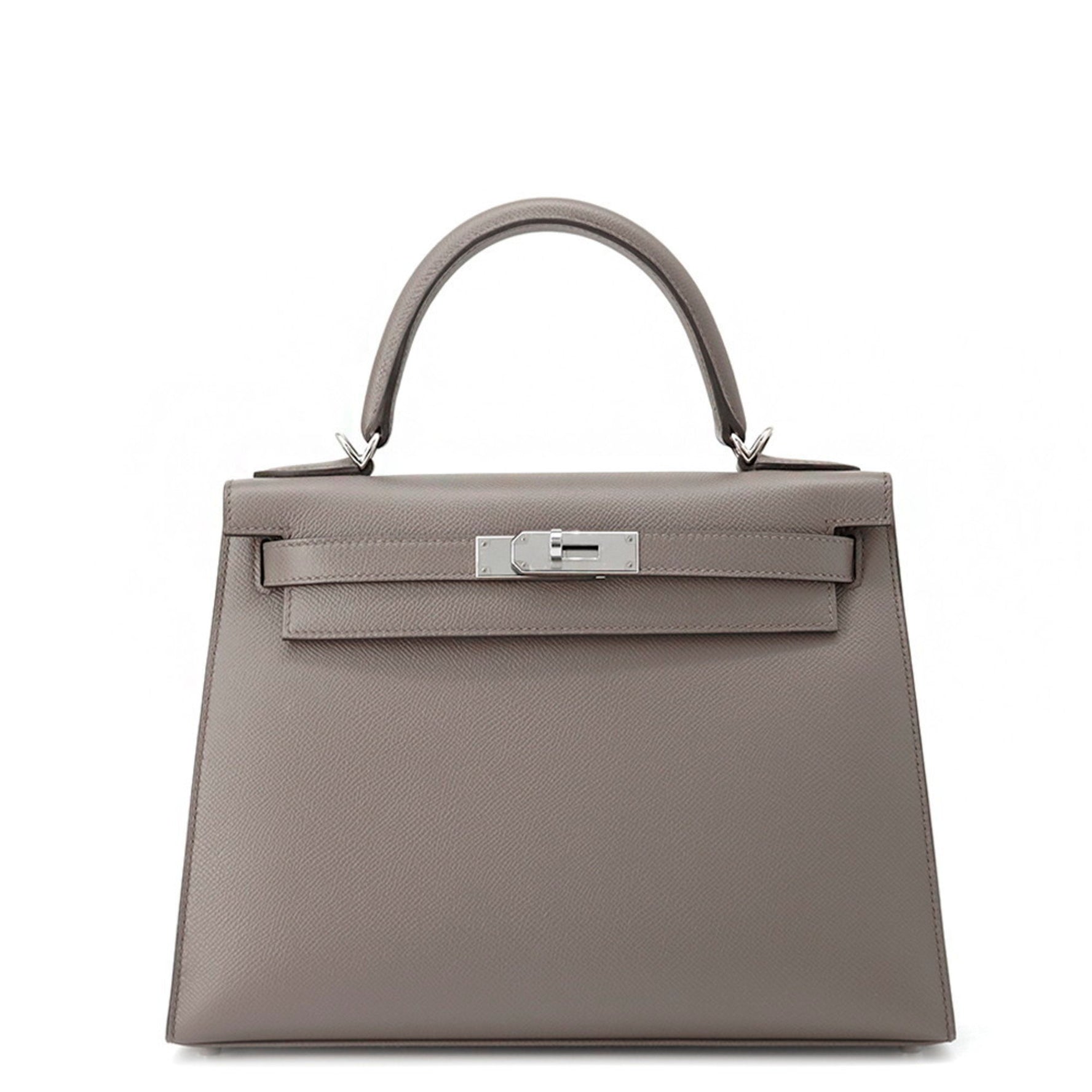 Hermès Kelly 28 handbag, exterior stitching, Etain, Epsom, U stamp, HERMES 2-way bag