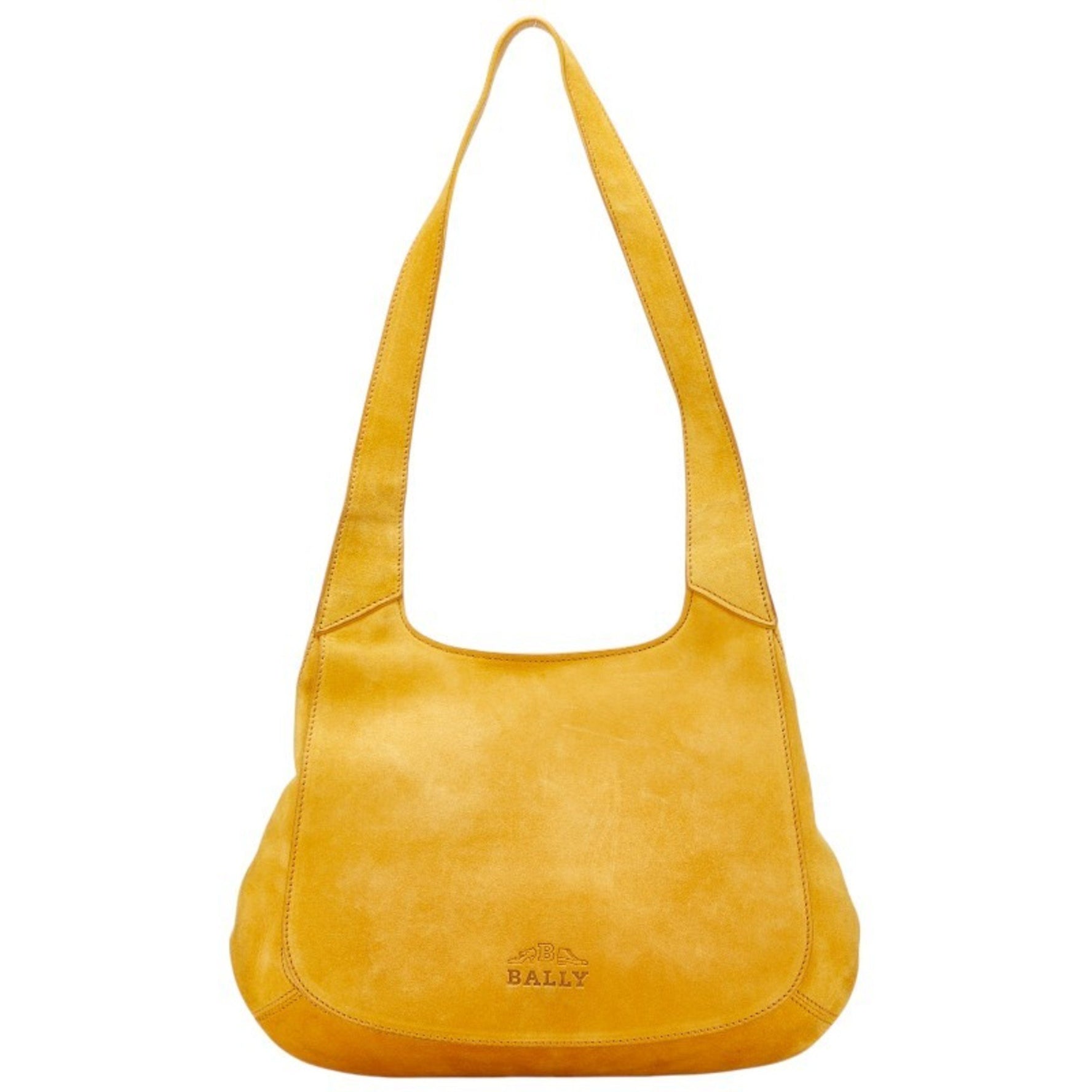 BALLY logo shoulder bag in yellow sweat leather for women
