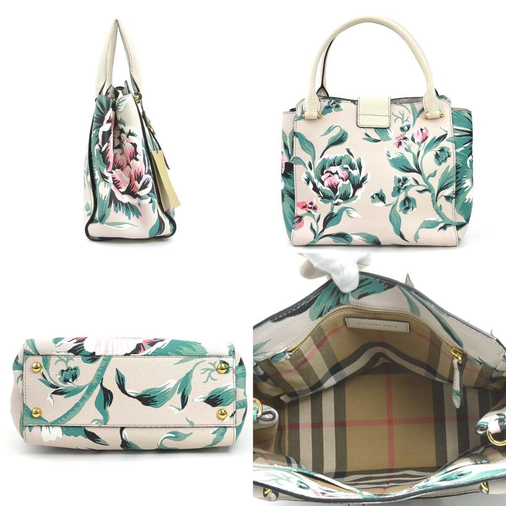 Burberry handbag shoulder bag, leather, light beige x multicolor