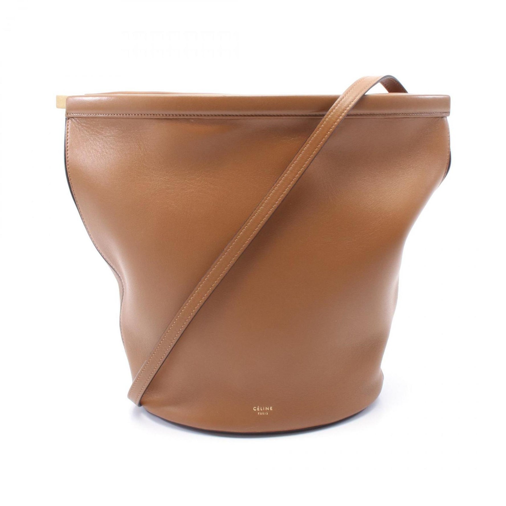 CELINE Clasp Bucket Shoulder Bag Leather