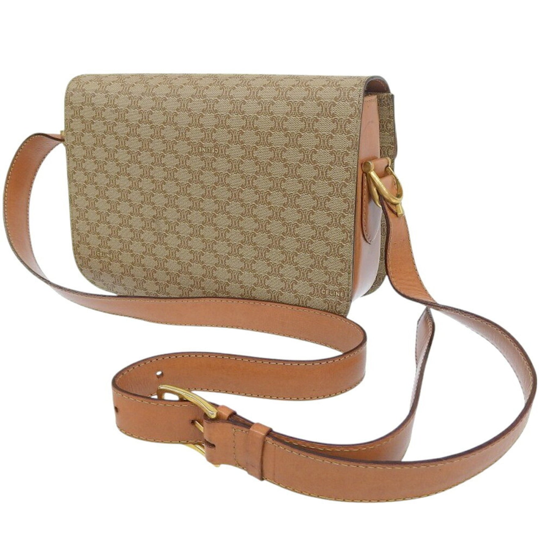 CELINE Macadam shoulder bag beige with horse carriage hardware