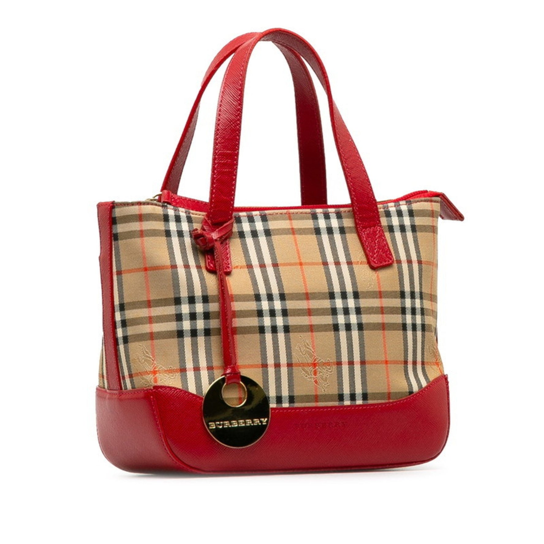 Burberry Nova Check Shadow Horse Mini Handbag in Beige Multicolor Canvas and Leather.