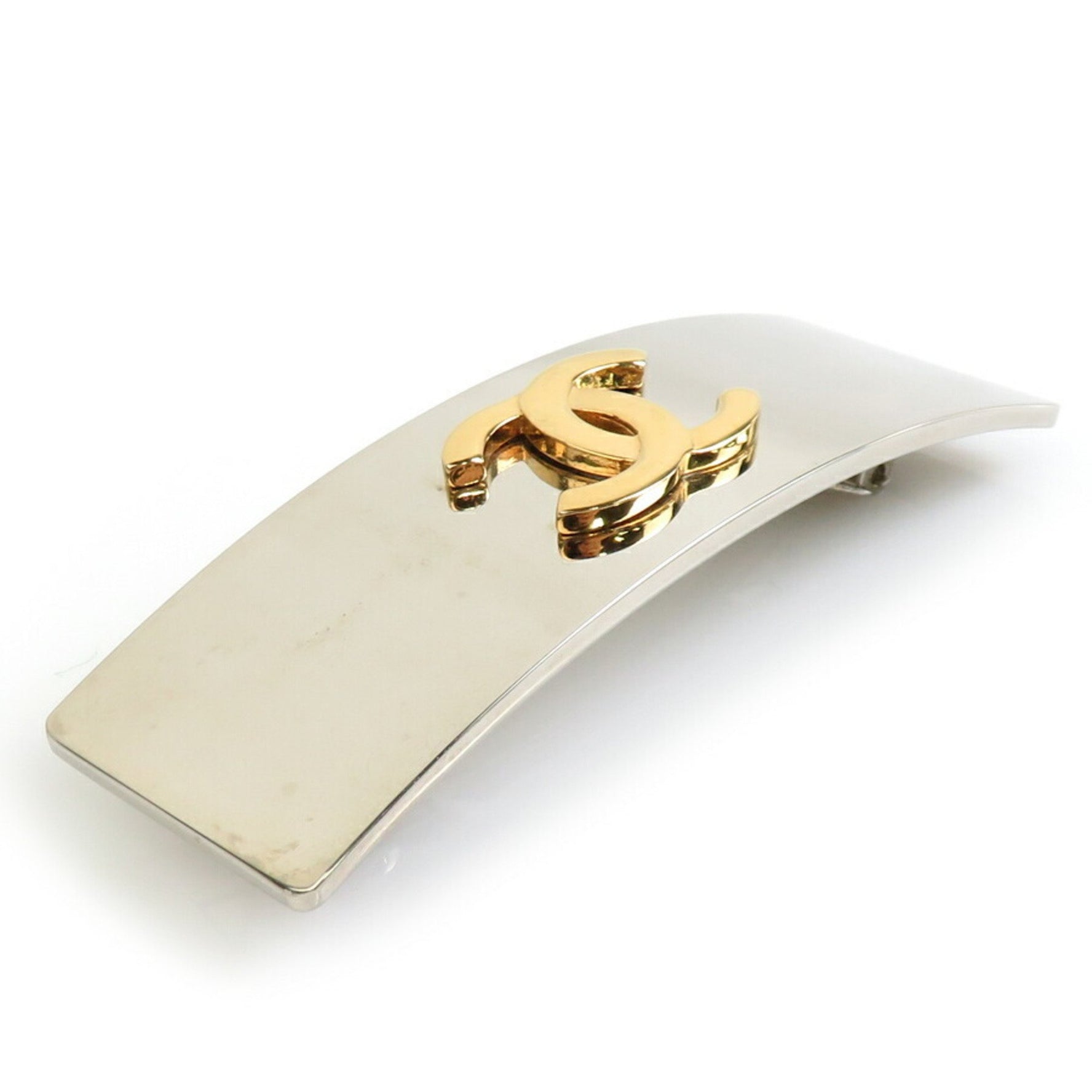 CHANEL Barrette Coco Mark Metal Silver Gold