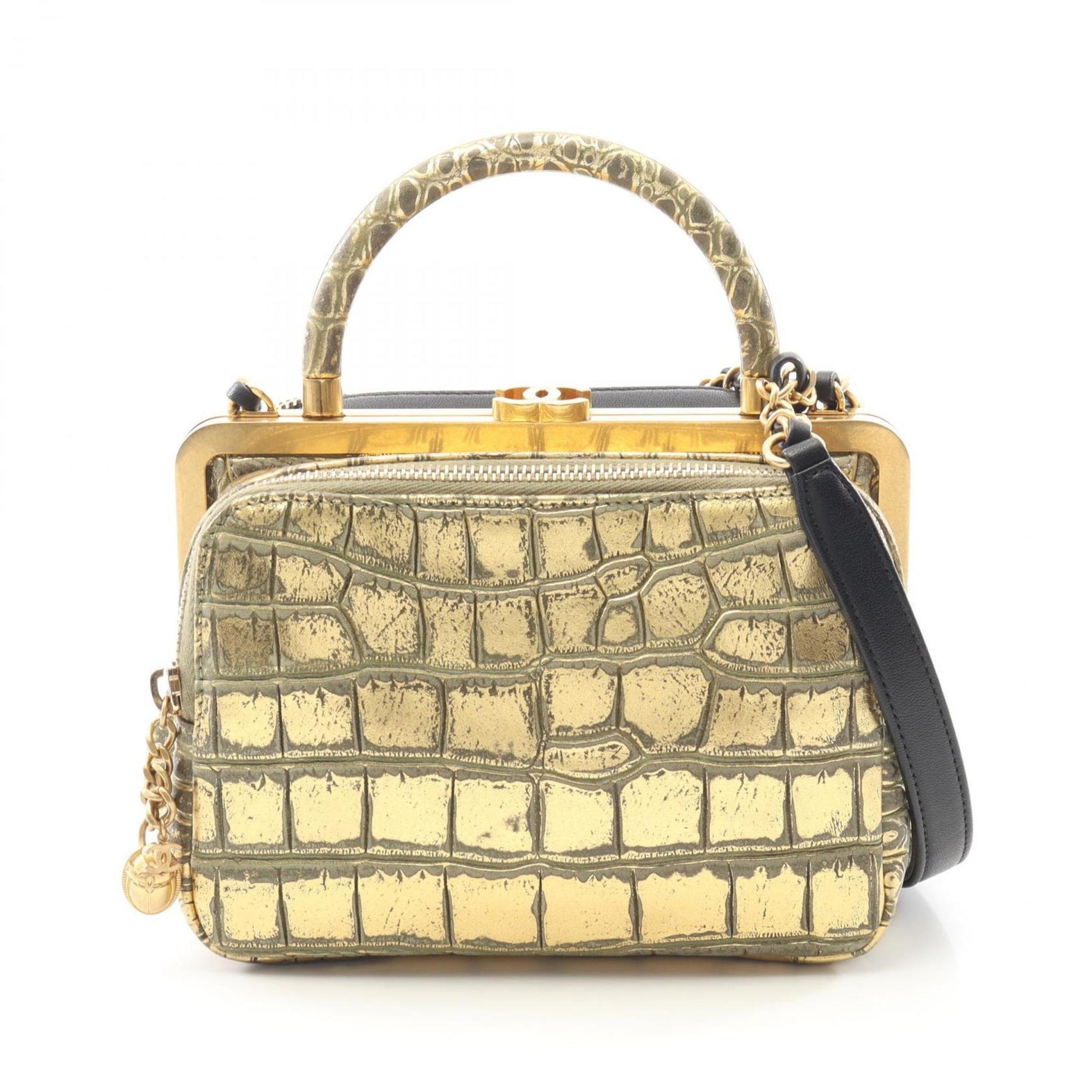 Chanel Coco Mark Shoulder Bag, Leather, Gold and Black