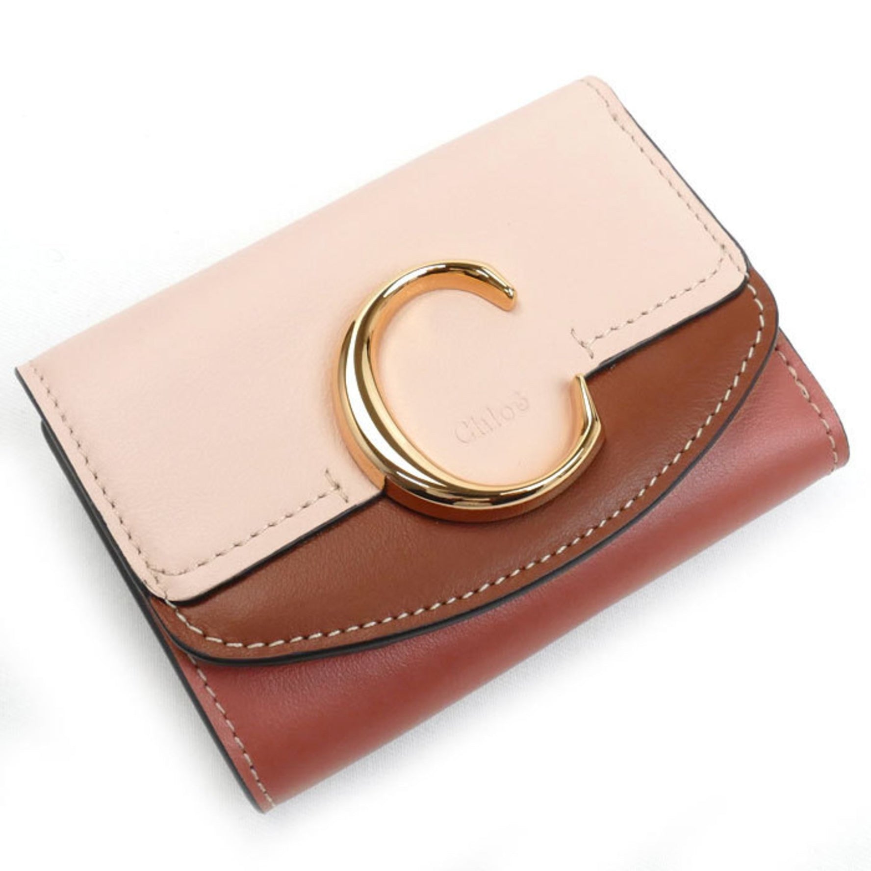 Chloé Chloe Trifold Compact Wallet, Beige/Brown