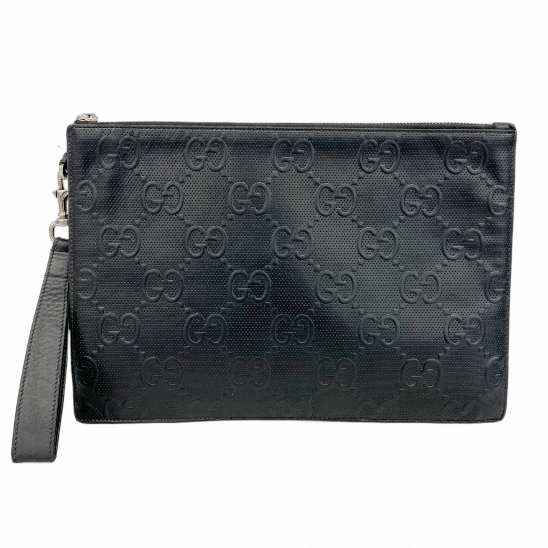 Gucci GG Embossed Clutch Bag Leather