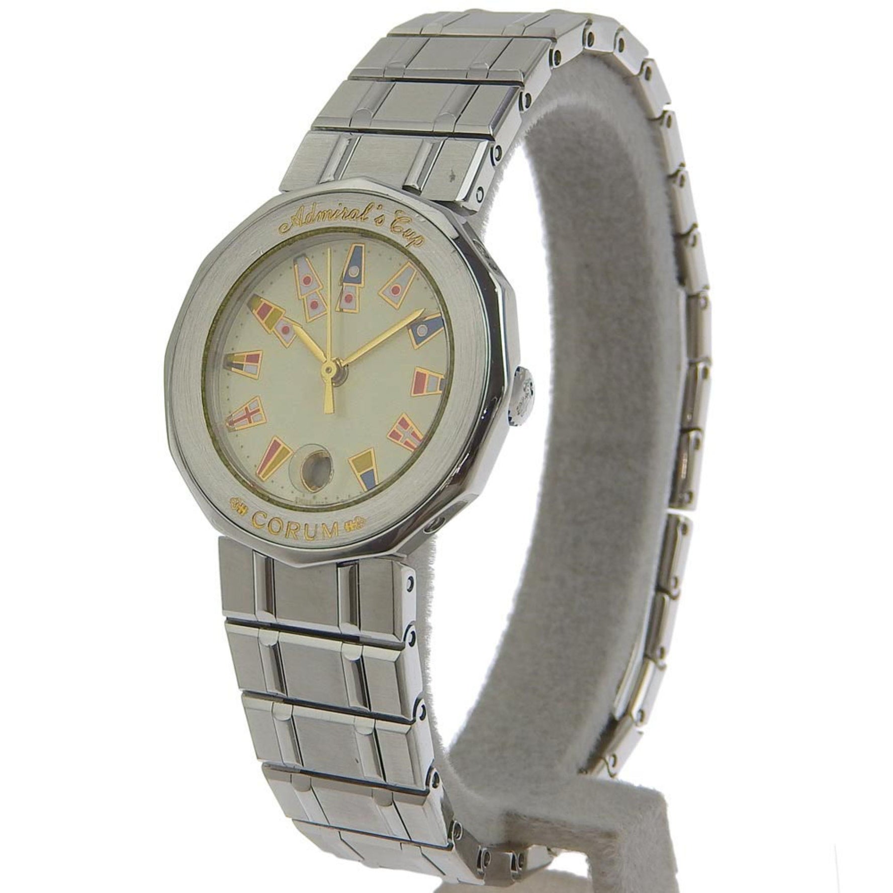 CORUM Admiral's Cup Watch Stainless Steel Quartz Analog Display Ladies Ivory Dial