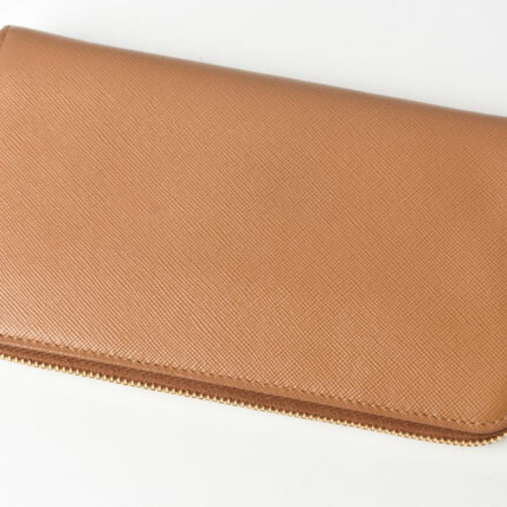 Prada wallet long SAFFIANO METAL embossed leather CARAMEL caramel