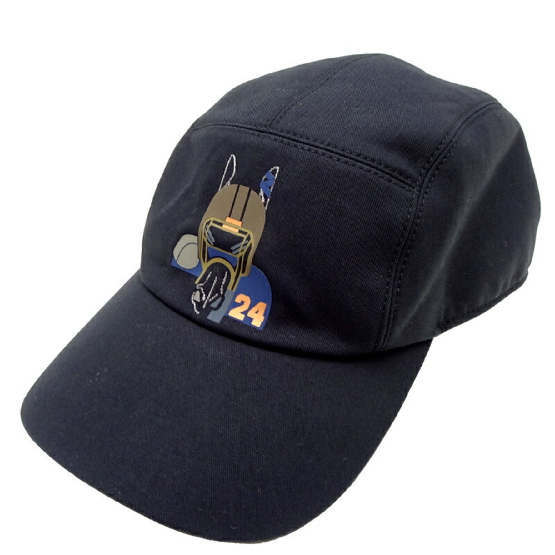 Hermes Nevata Quarter Bash Horse Print Cap #59 and Men's Cotton Noir (Black)