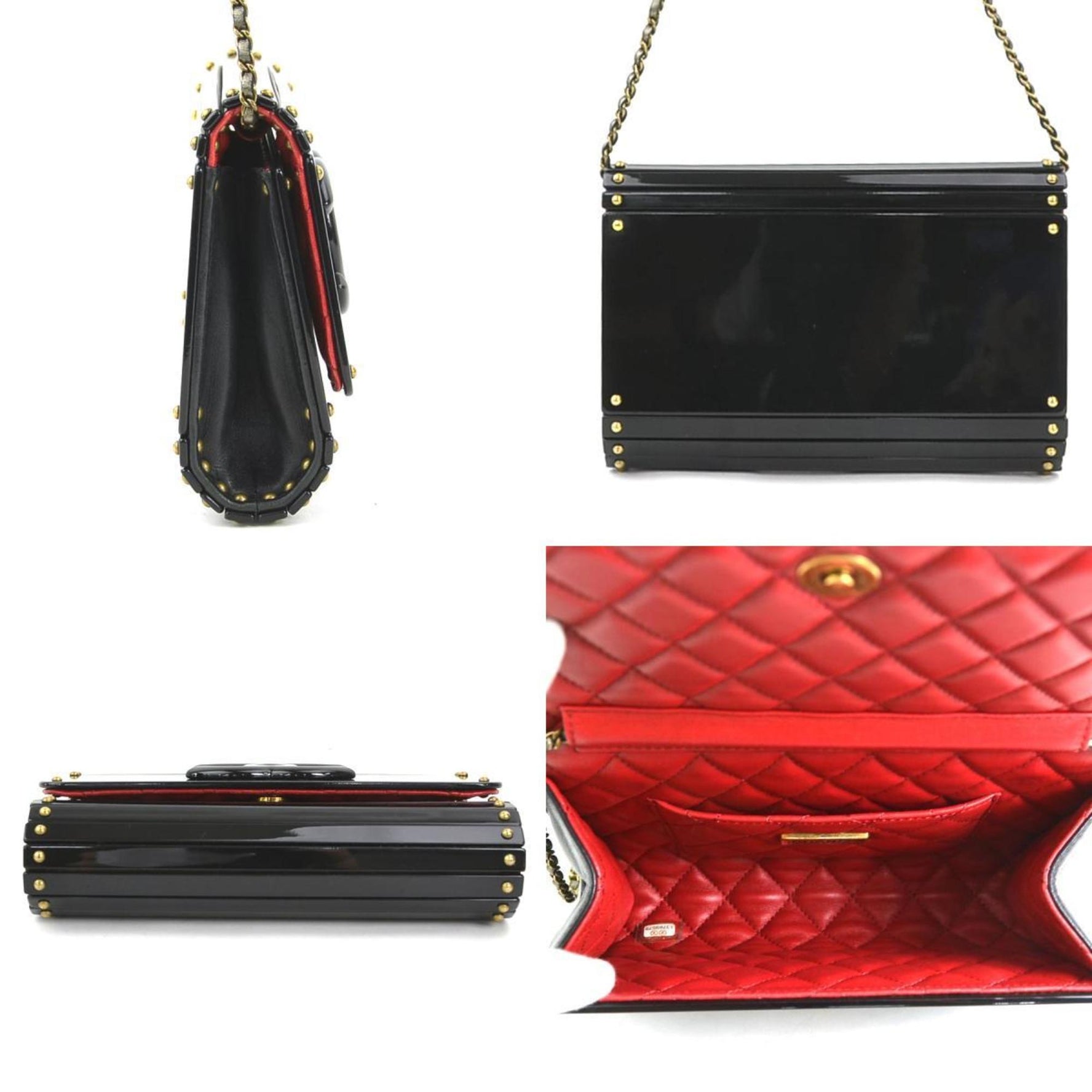 CHANEL Shoulder Bag Plastic Leather Gold