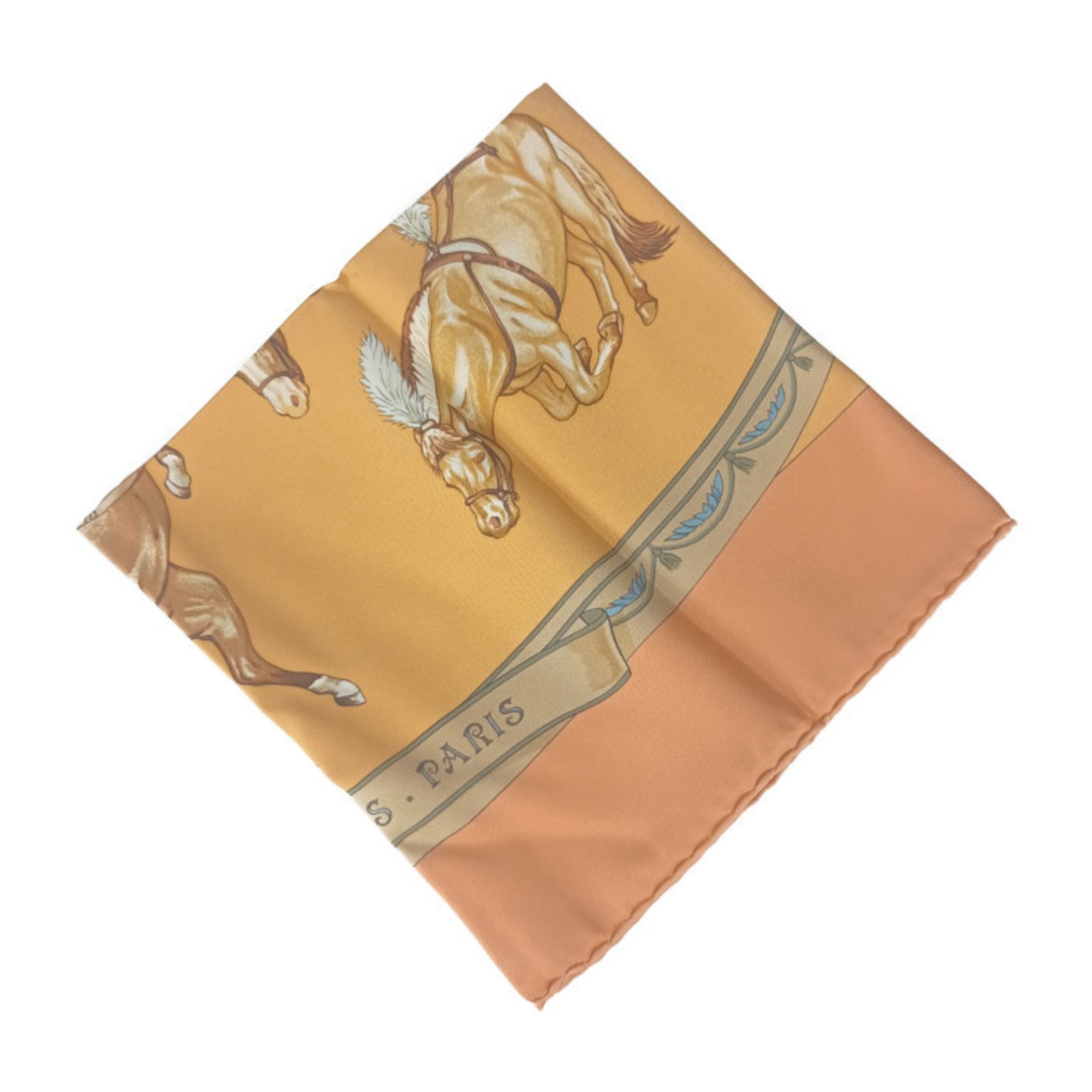 HERMES Scarf/Muffler Carre 90 EN PISTE. On Pisto - 100% Silk Large Size