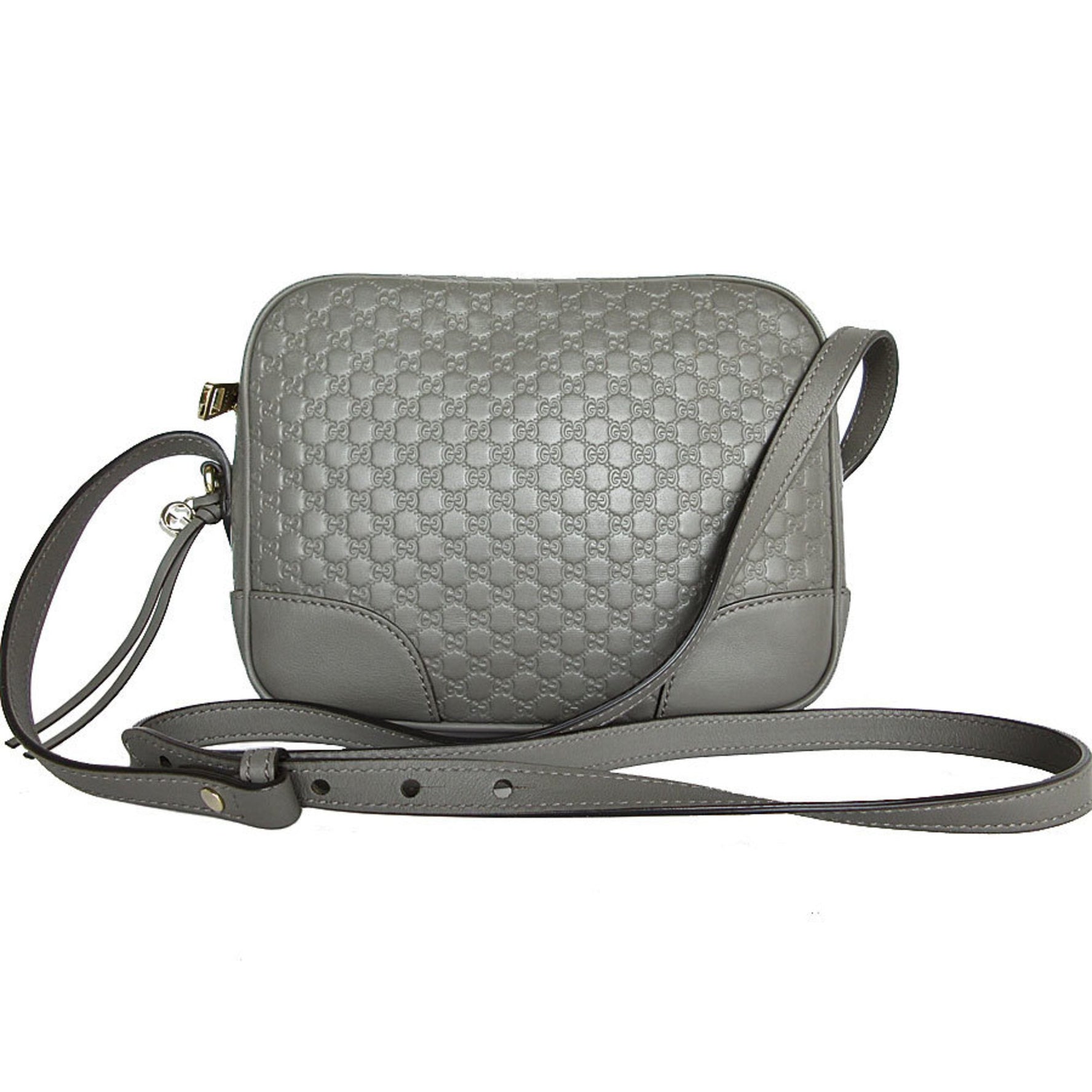 GUCCI shoulder bag micro Guccissima leather grey gold ladies