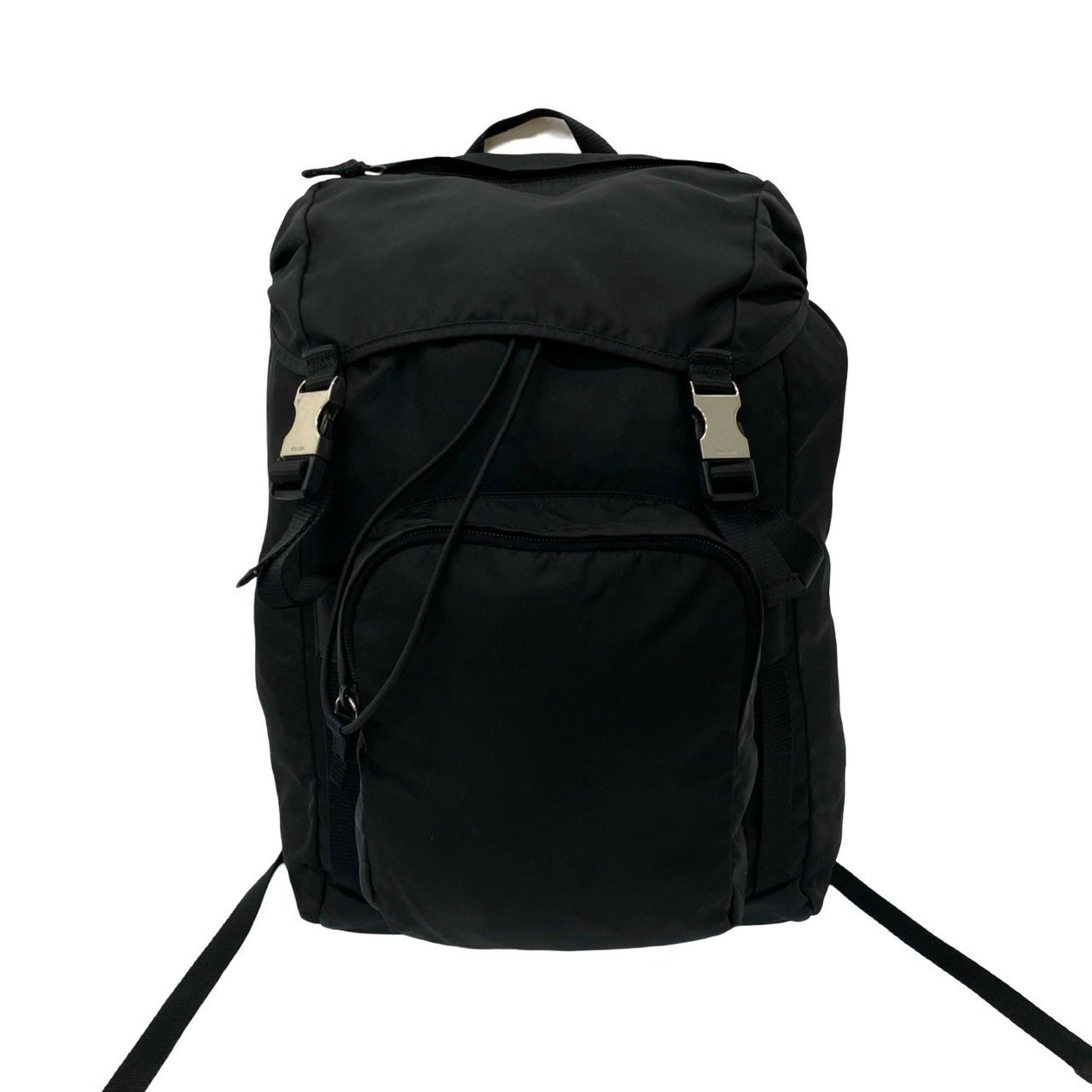 PRADA Triangle Logo Motif Silver Hardware Nylon Drawstring Backpack Daypack