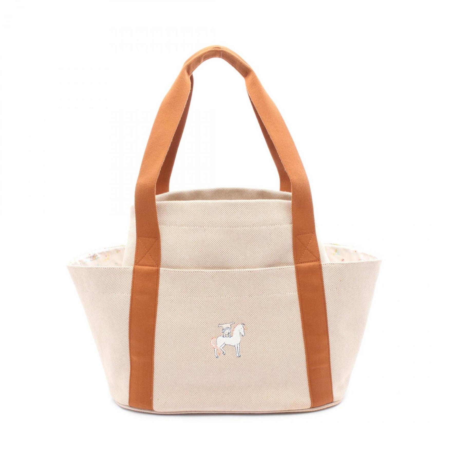 Hermes Hermès Cabriole Mother's Bag Tote Canvas Toile H Beige Brown