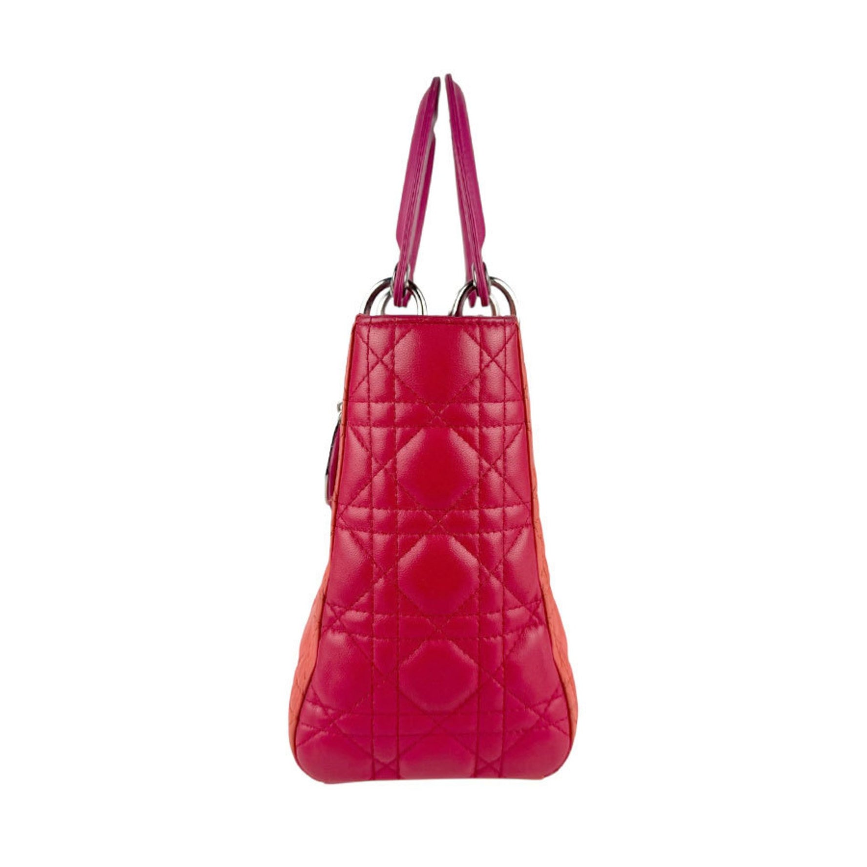 Christian Dior Lady handbag/shoulder bag in lambskin, orange, pink, and red