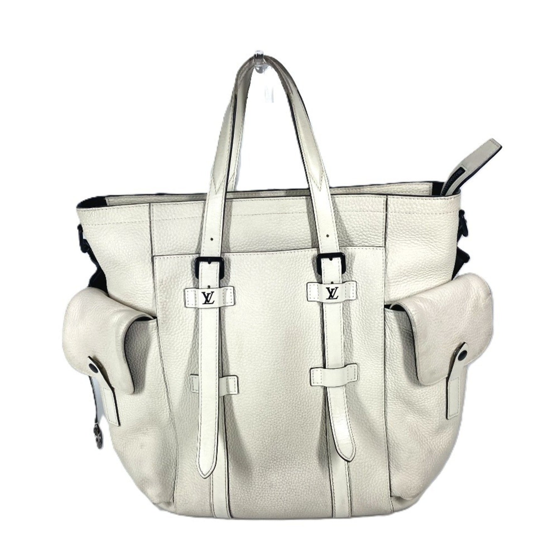 Louis Vuitton Monogram Christopher Tote Bag Crossbody Shoulder Taurillon Leather Men's Blanc White