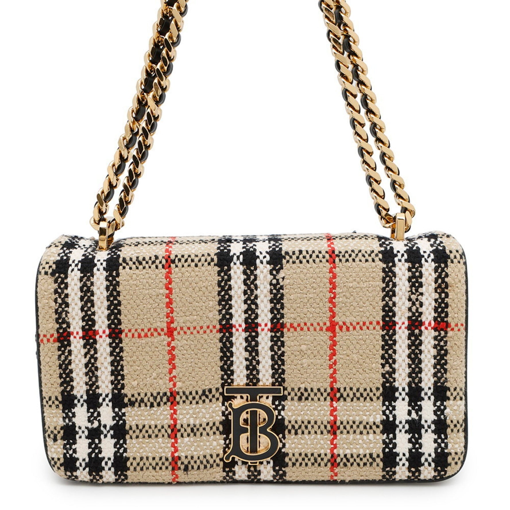 Burberry Chain Shoulder Bag Check Small Lola Canvas
