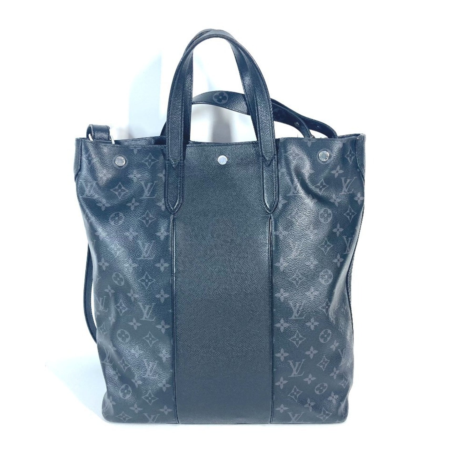 Louis Vuitton Taiga Rama City Tote Handbag Bag Vertical Shoulder Leather Monogram Eclipse Canvas Men's Noir Black