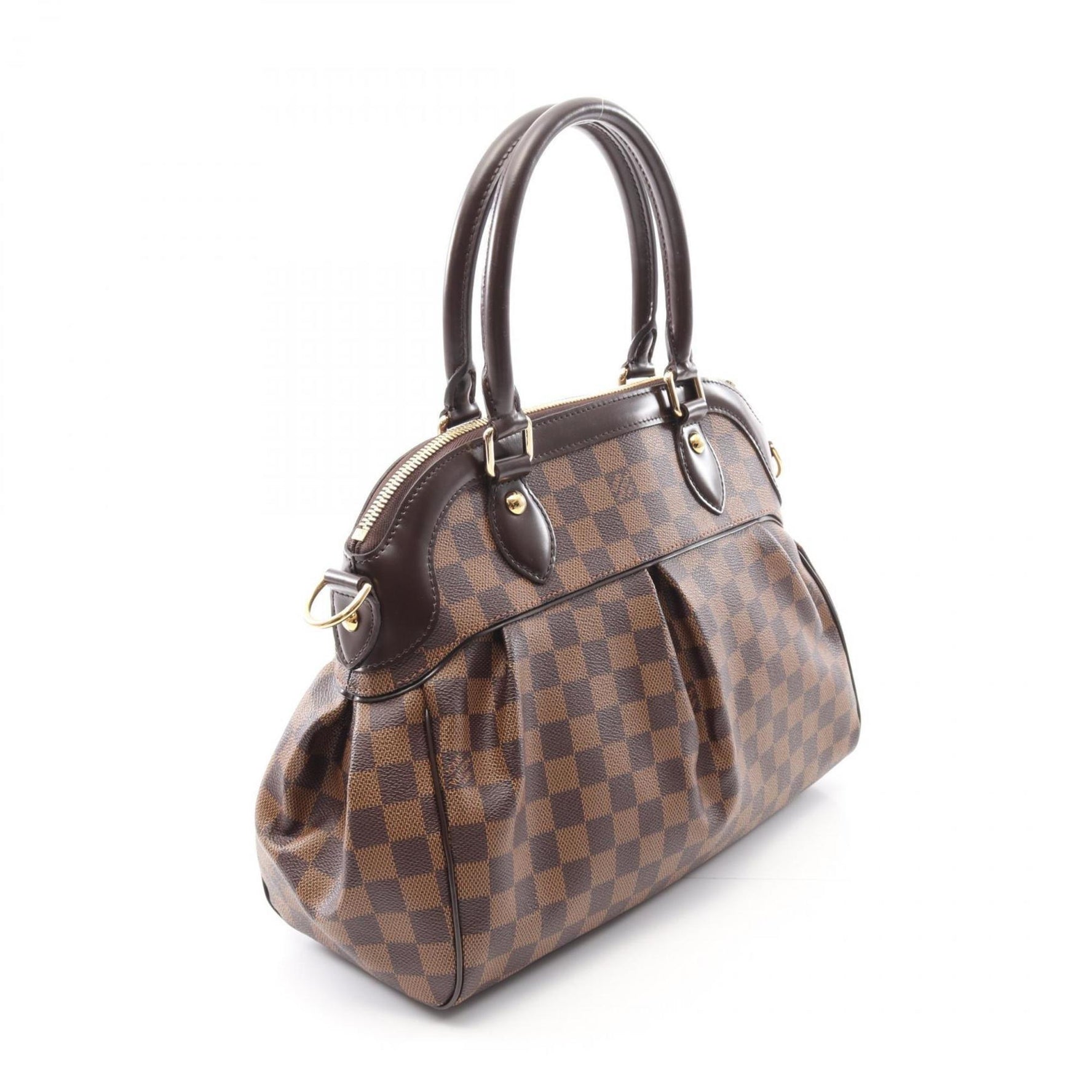 Louis Vuitton Trevi PM Handbag, Coated Canvas, Leather, Damier, Brown