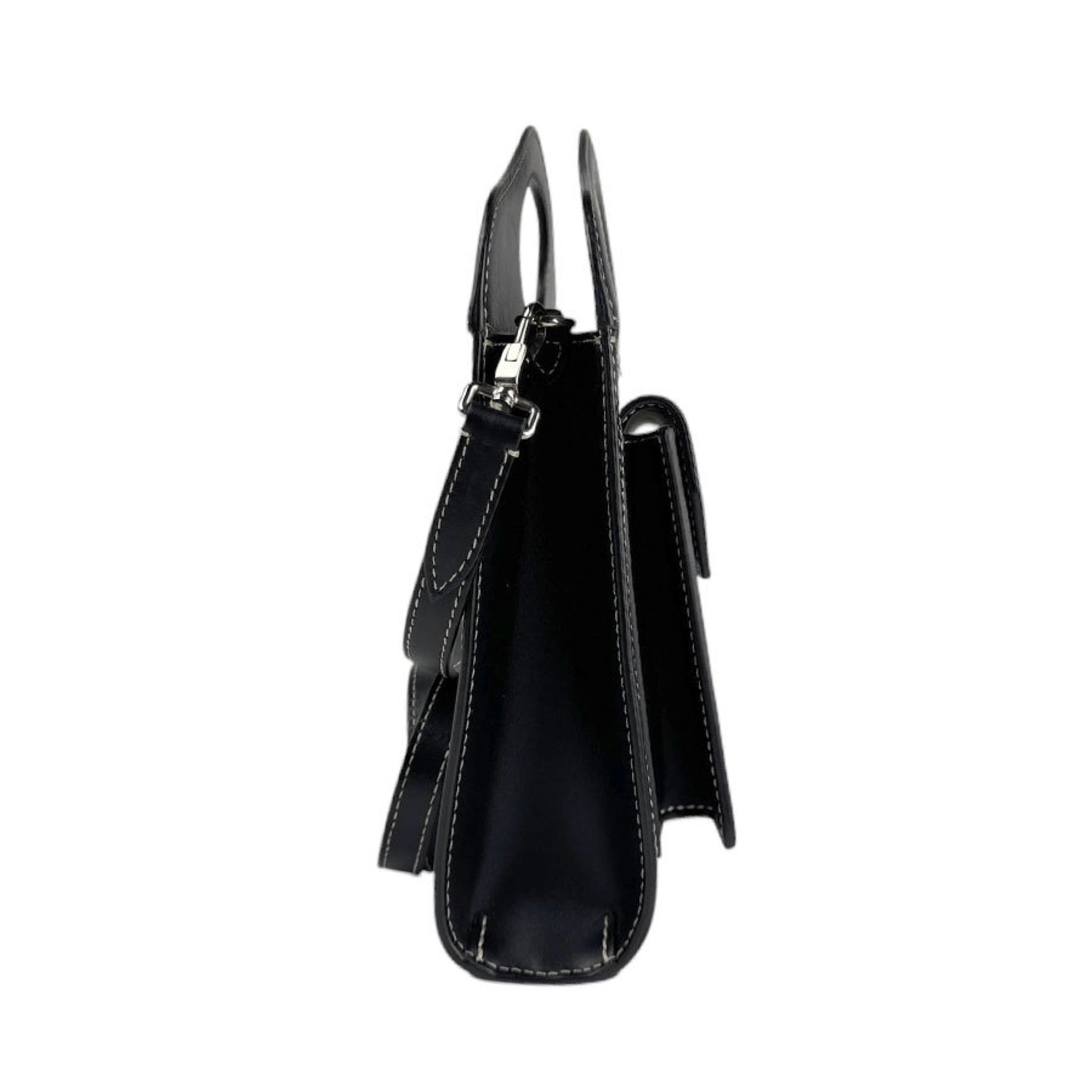 Burberry handbag shoulder bag canvas leather blue black silver ladies