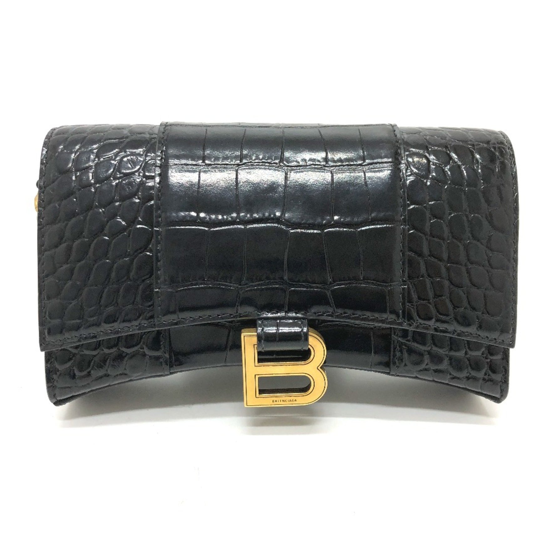 Balenciaga B logo Chain wallet Shoulder Bag GoldHardware