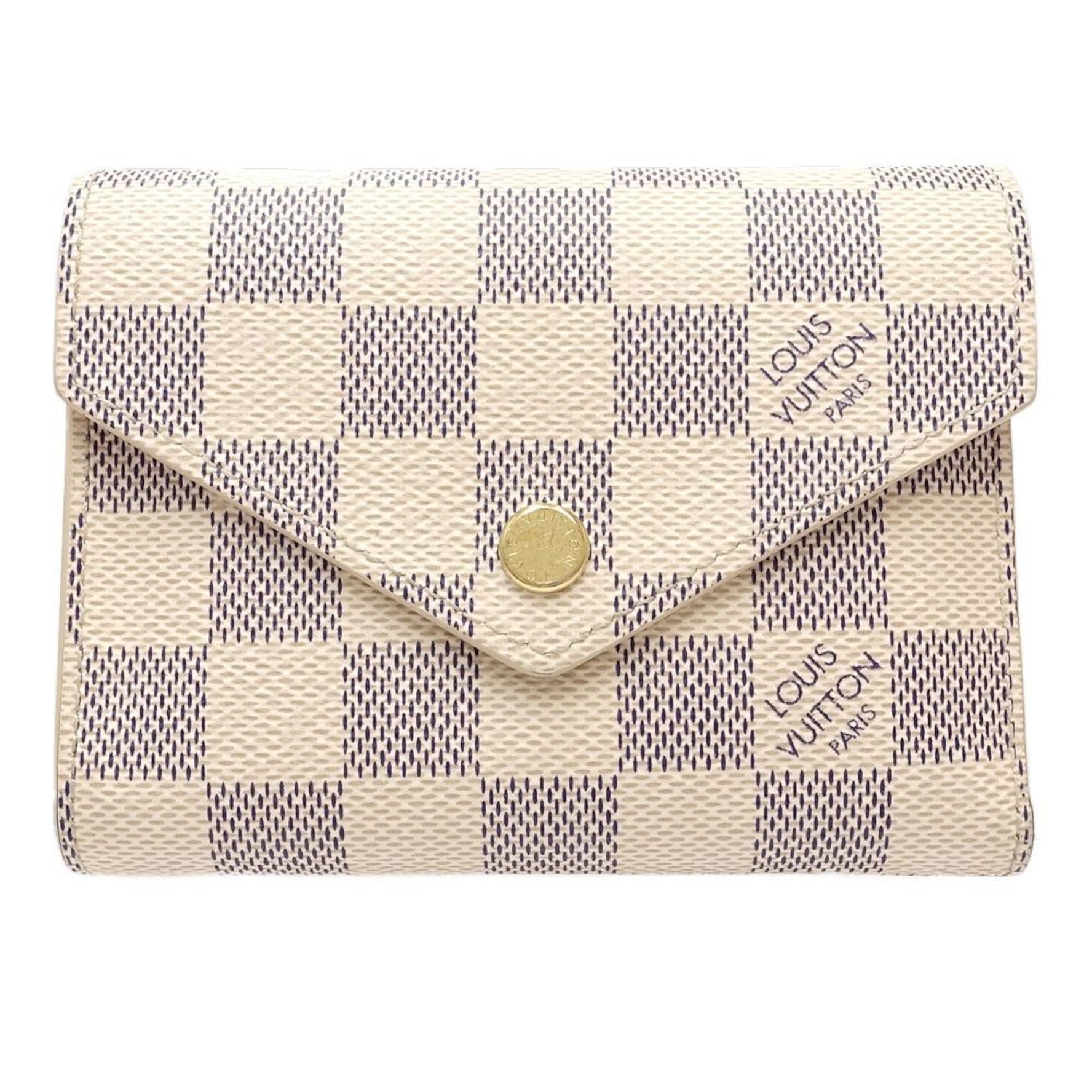 Louis Vuitton Damier Azur Tri-fold Wallet Portefeuille Victorine Rose Ballerine