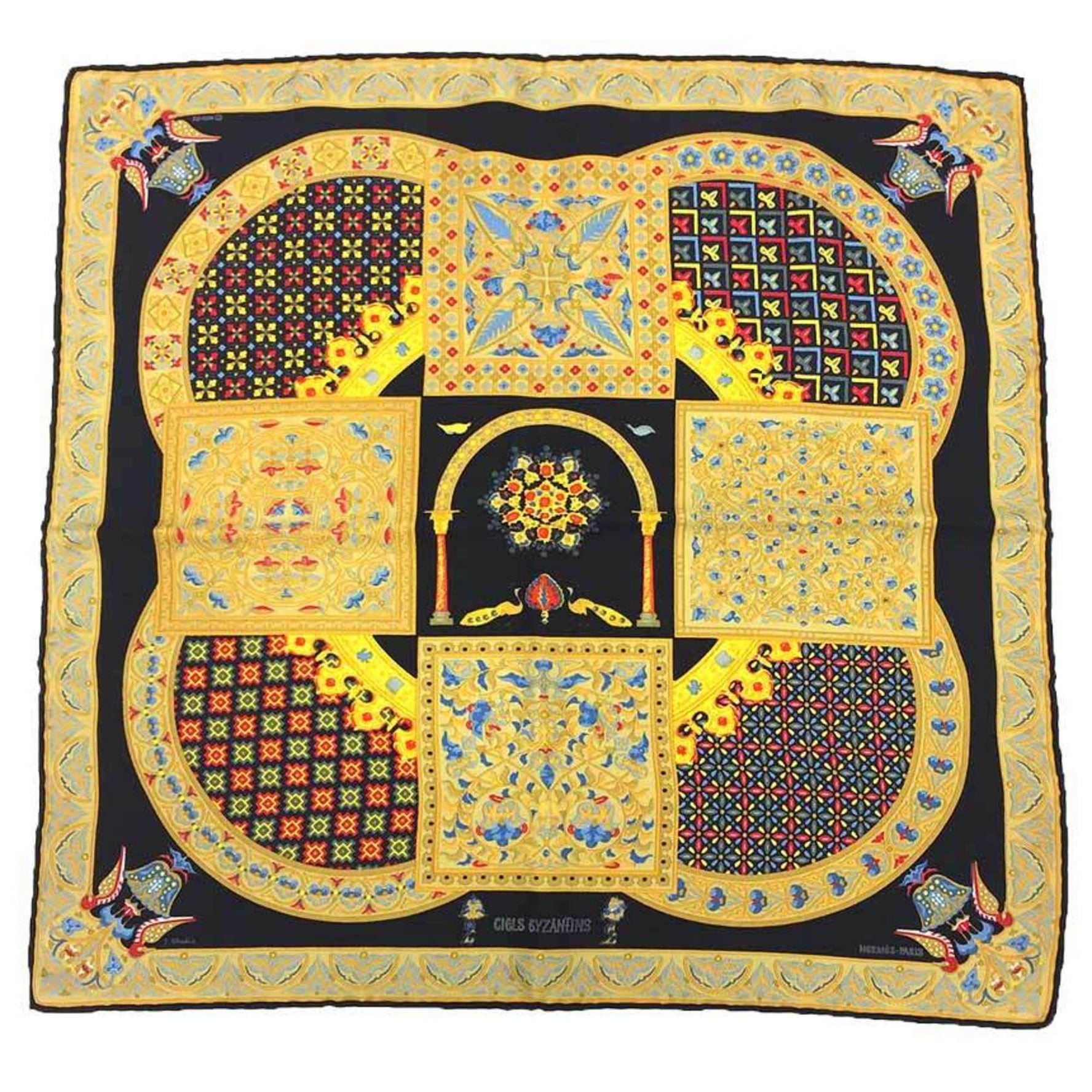 HERMES Scarf Muffler Carre 45 CIELS BYZANTINS Byzantine Sky 100% Silk