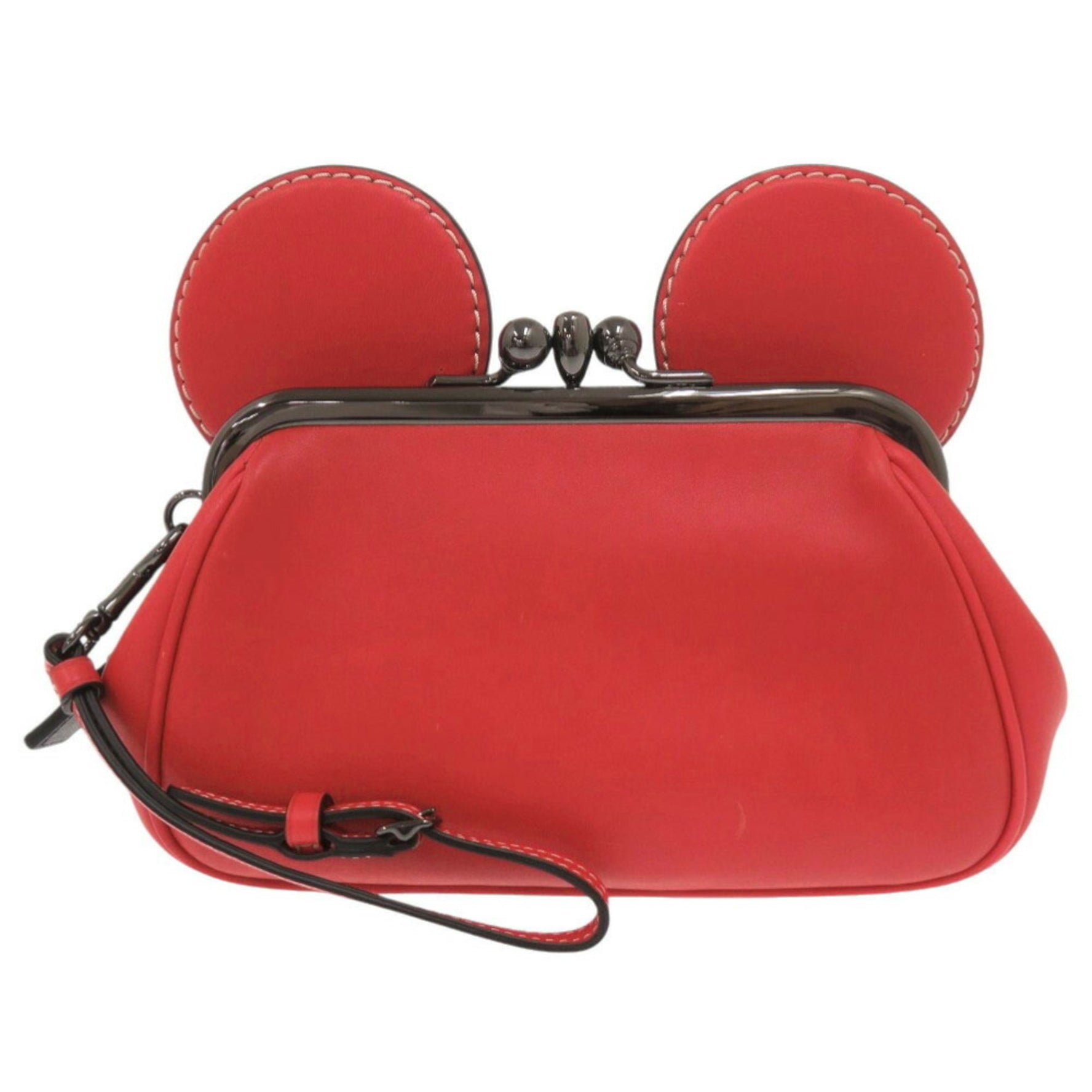 Like new Coach x Disney Mickey Mouse Kiss Rock Wristlet Leather Red Clutch Bag Pouch