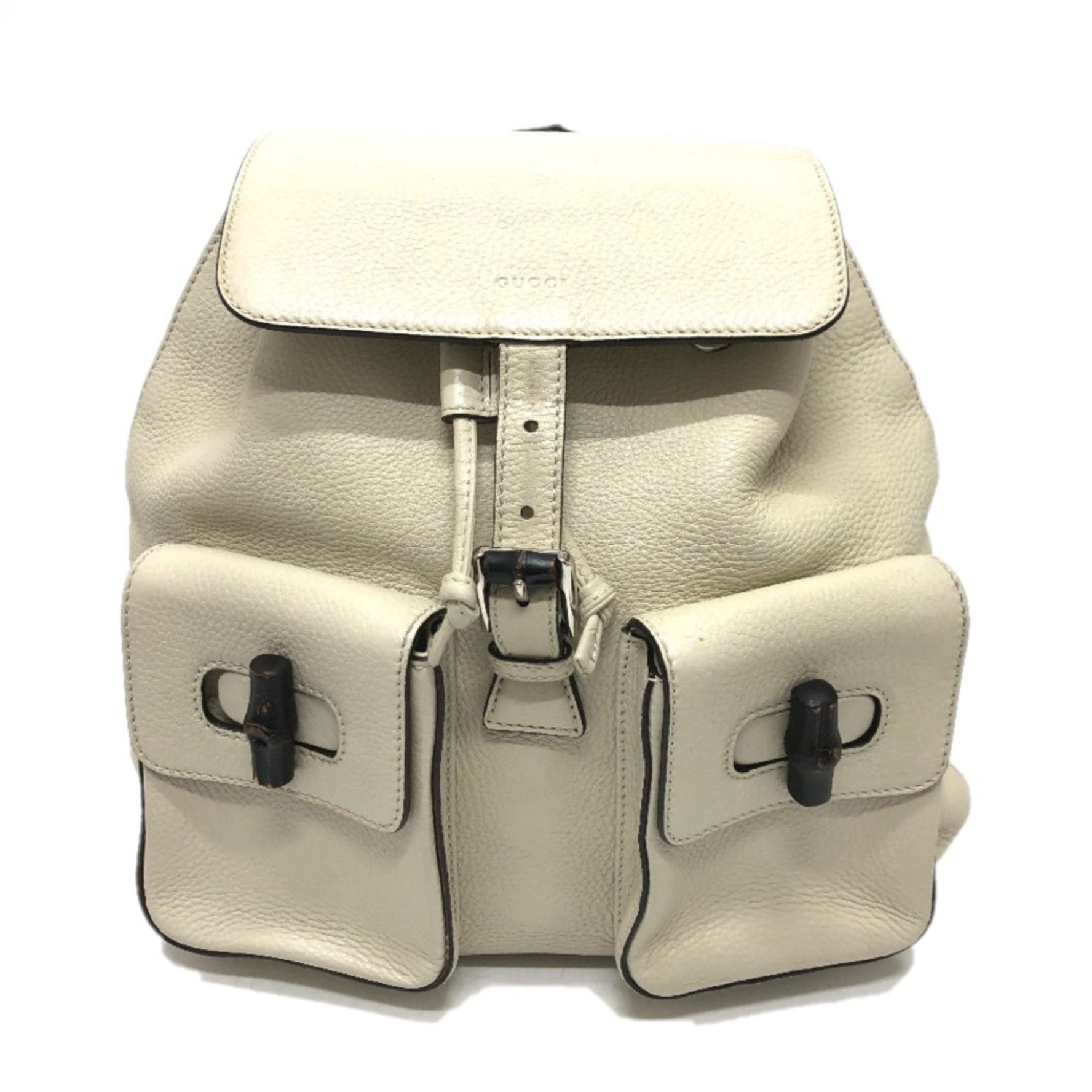 Gucci Bamboo Backpack WhiteBased SilverHardware